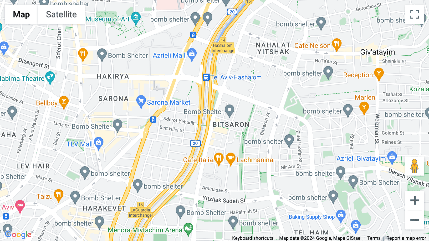 Click for interative map of Electra Building, Yigal Alon 98, Tel Aviv