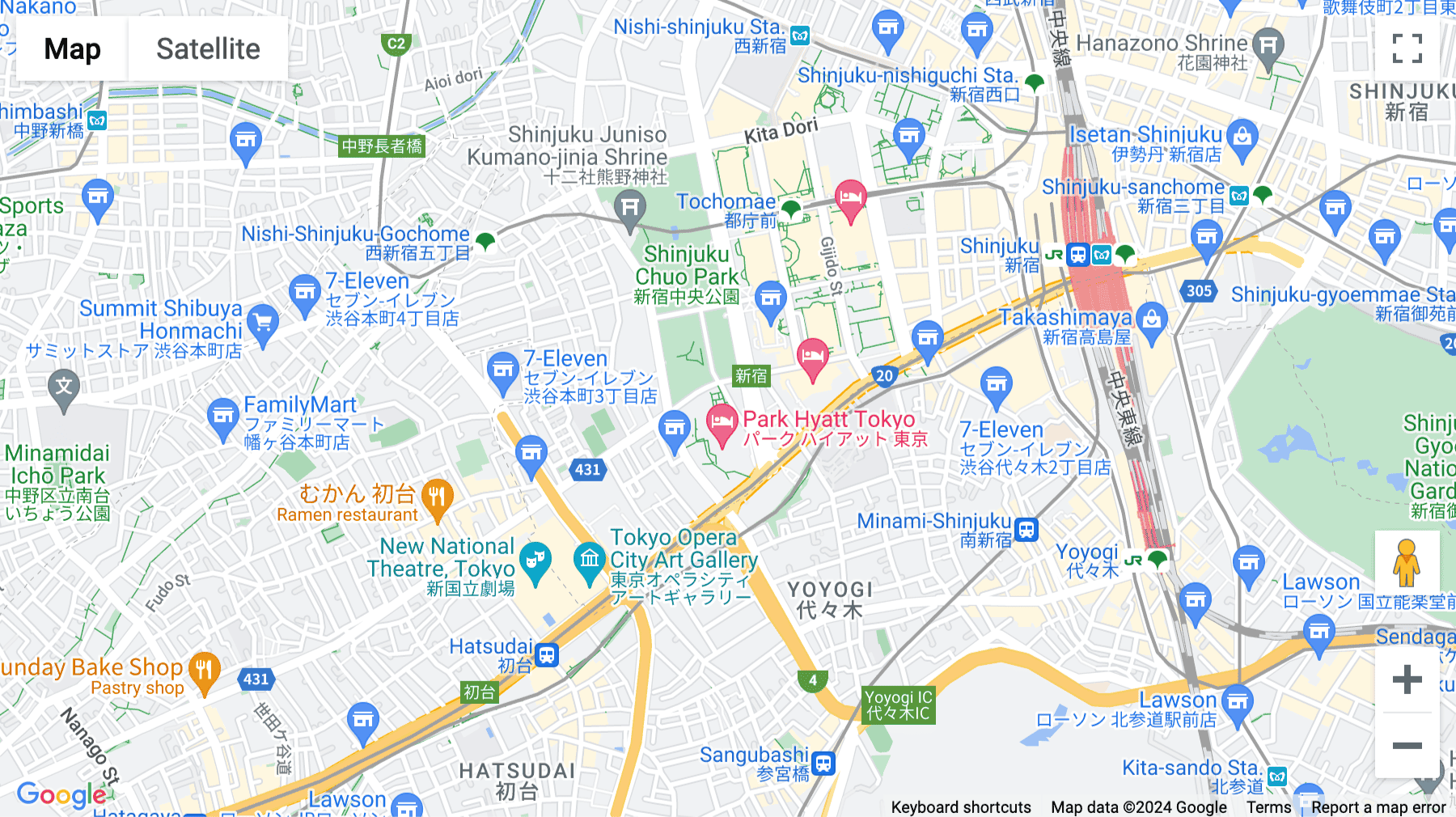 Click for interative map of Shinjuku Park Tower, 30th Floor, 3-7-1 Nishi-Shinjuku,, Shinjuku-ku, Tokyo