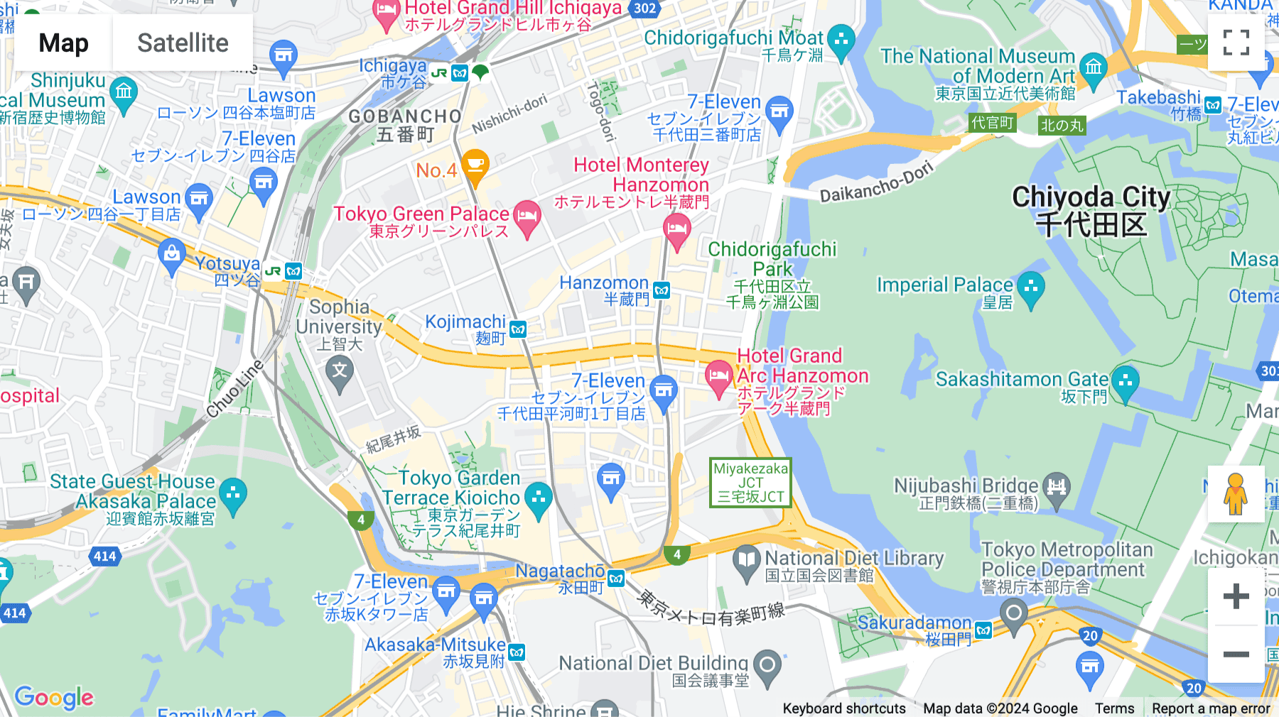 Click for interative map of Hanzomon PREX, 2-3-2 Kojimachi, Tokyo