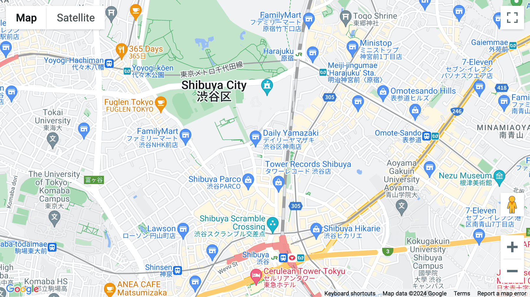 Click for interative map of the Hive Jinnan, 1-6-5 Jinnan, Shibuya-ku, Tokyo