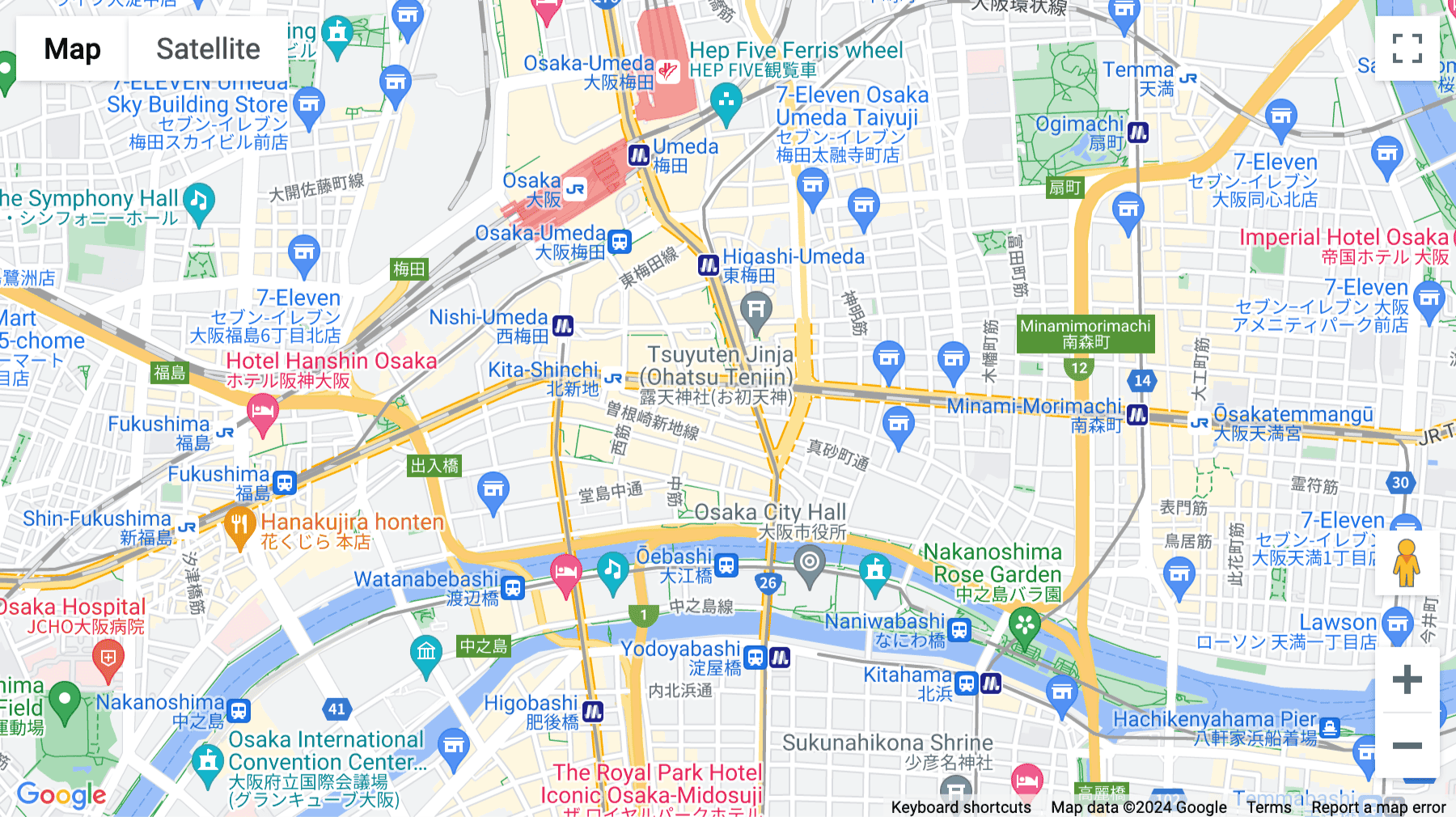 Click for interative map of Midosuji Frontier, 1-13-22 Sonezakishinchi, Osaka