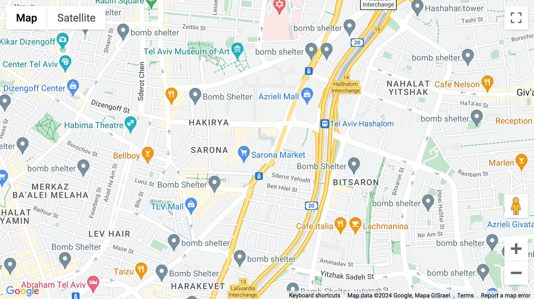 Click for interative map of Azrieli Sarona Tower, 121 Menachem Begin Road, Tel Aviv