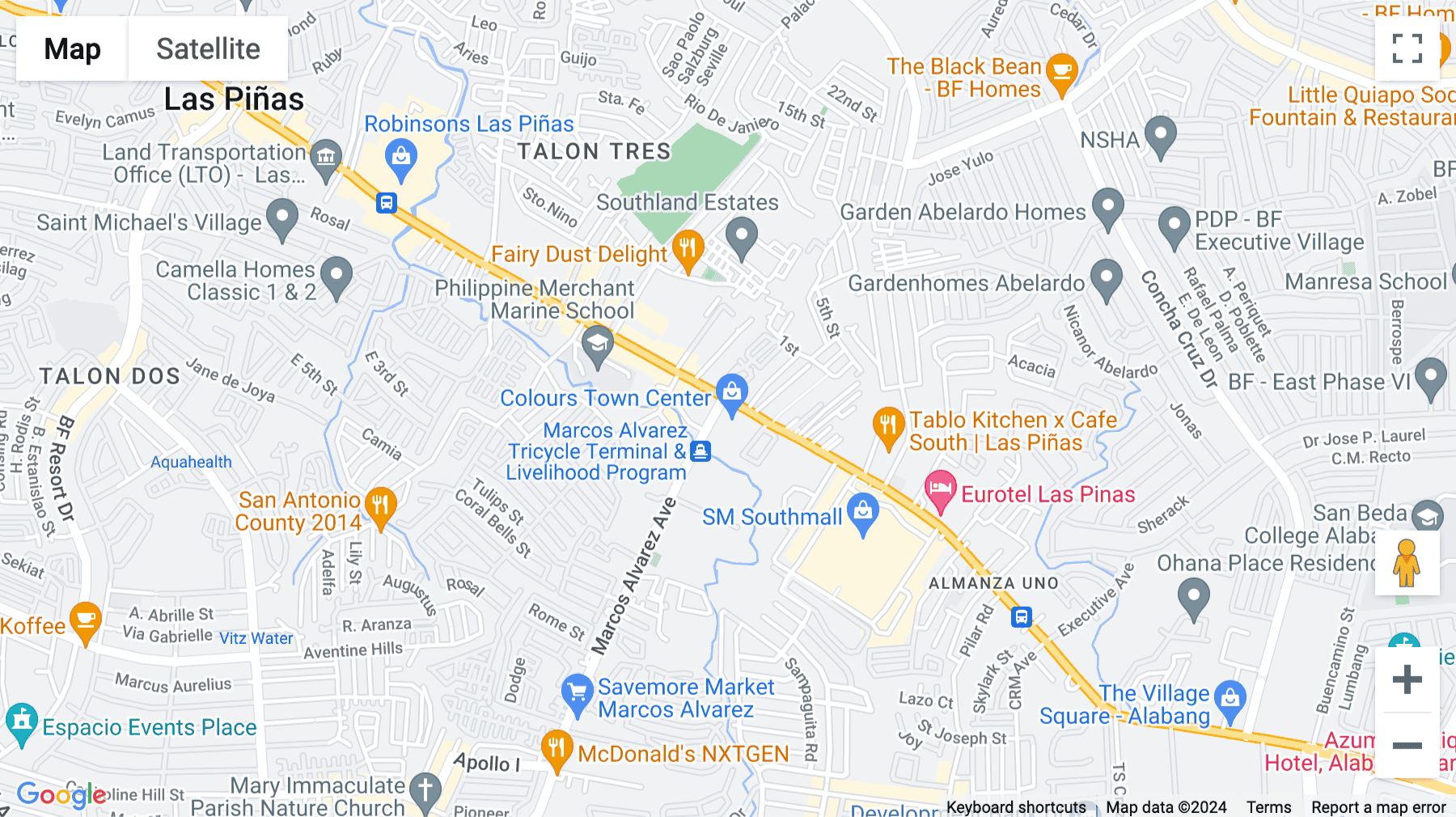Click for interative map of Colours Town Center, Lot 1A Alabang-Zapote road. corner Marcos Alvarez Avenue, Manila