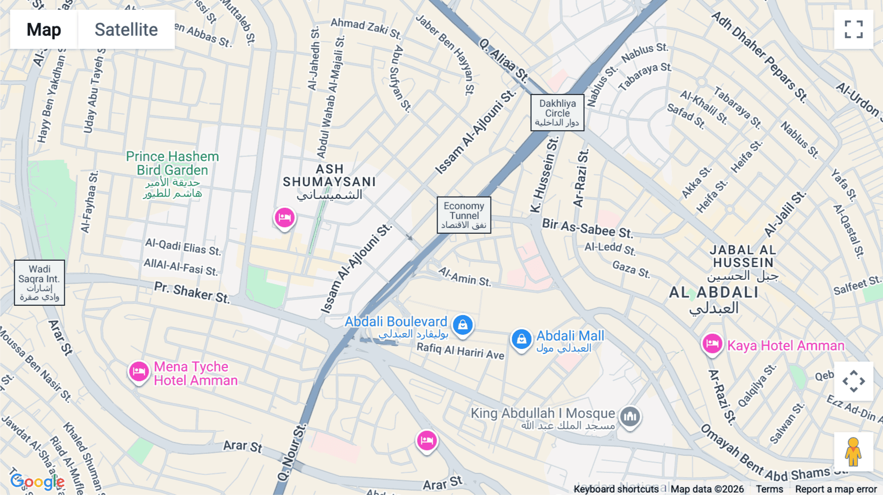 Click for interative map of Queen Nour Street, مجمع زينة التجاري, Amman