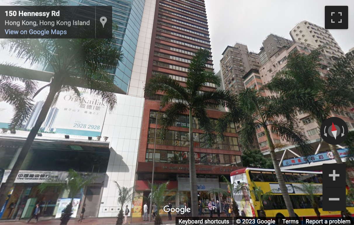 Street View image of On Hong Commercial Building, 145 Hennessy Road, Wanchai, Hong Kong
