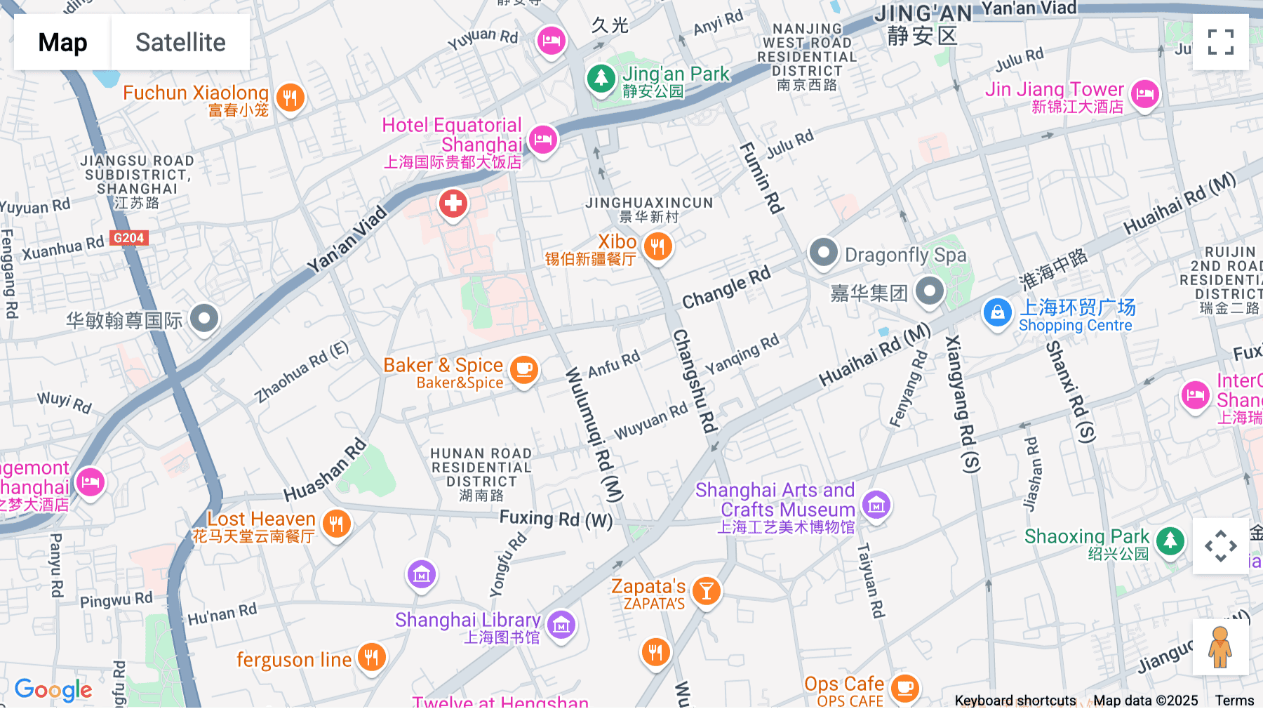 Click for interative map of 20/F The Center, 989 Changle Road, Jing'an District, Shanghai