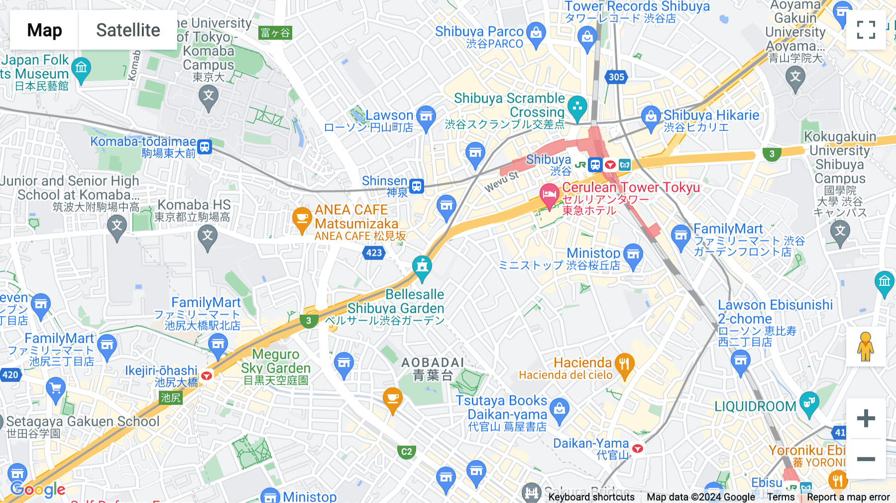 Click for interative map of Glass City Shibuya 6F, 16-28 Nanpeidai, Shibuya-ku, Tokyo, Tokyo