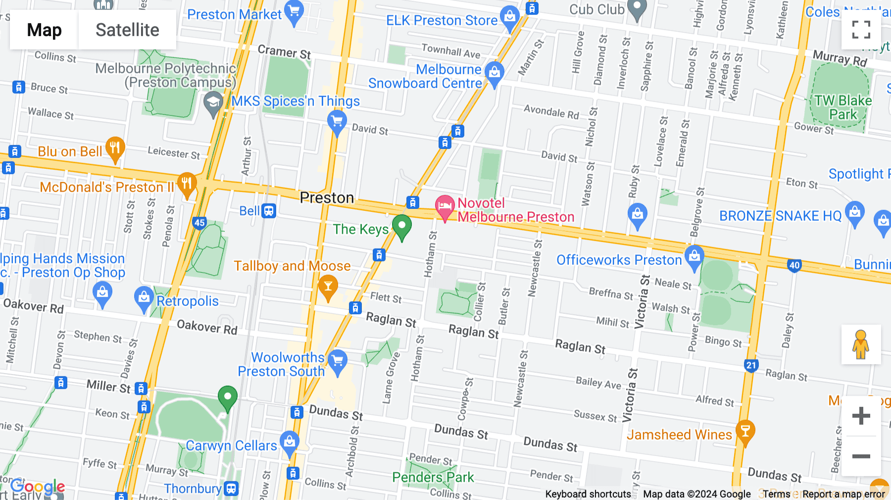 Click for interative map of Corporate One, 84 Hotham Street, Preston, Victoria, Australia, Preston