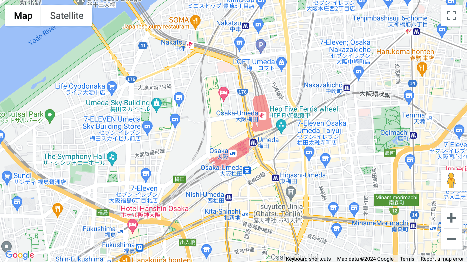 Click for interative map of Pacific Marks Nishi-Umeda 4F, 2-6-20 Umeda Kita-ku, Osaka