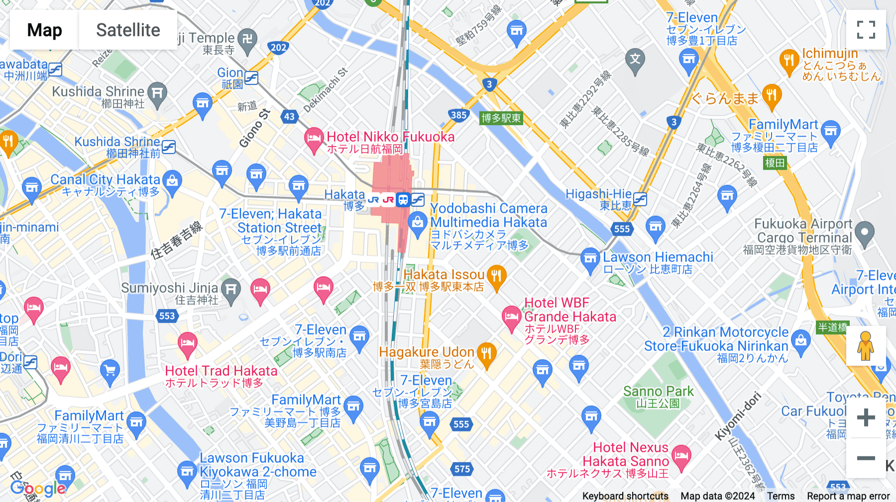 Click for interative map of Higashi, 5F & 6F Sun Life Dai-3 Building, Fukuoka, Hakata-ku, Fukuoka-shi, Fukuoka-ken, 2-5-19 Hakataeki, Fukuoka