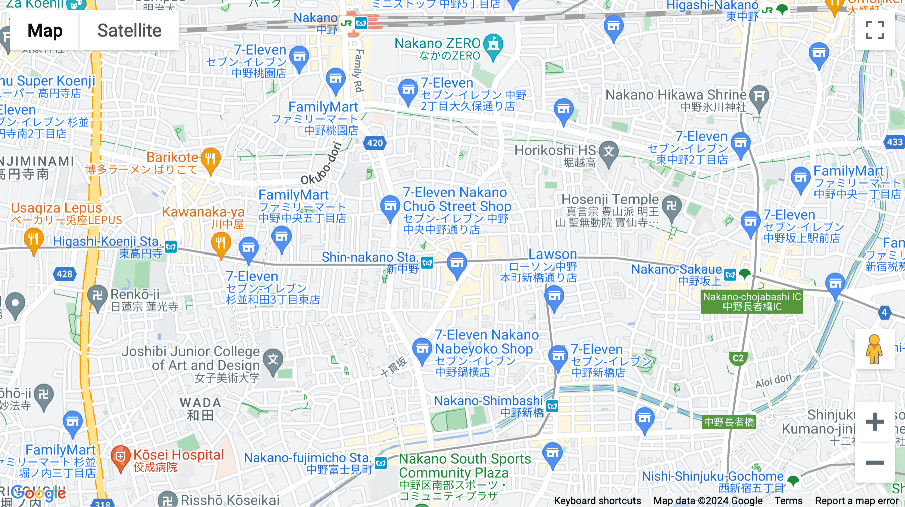 Click for interative map of 301, Bonita Shin-Nakano, 4-1-3, Chuo, Nakano-ku, Tokyo