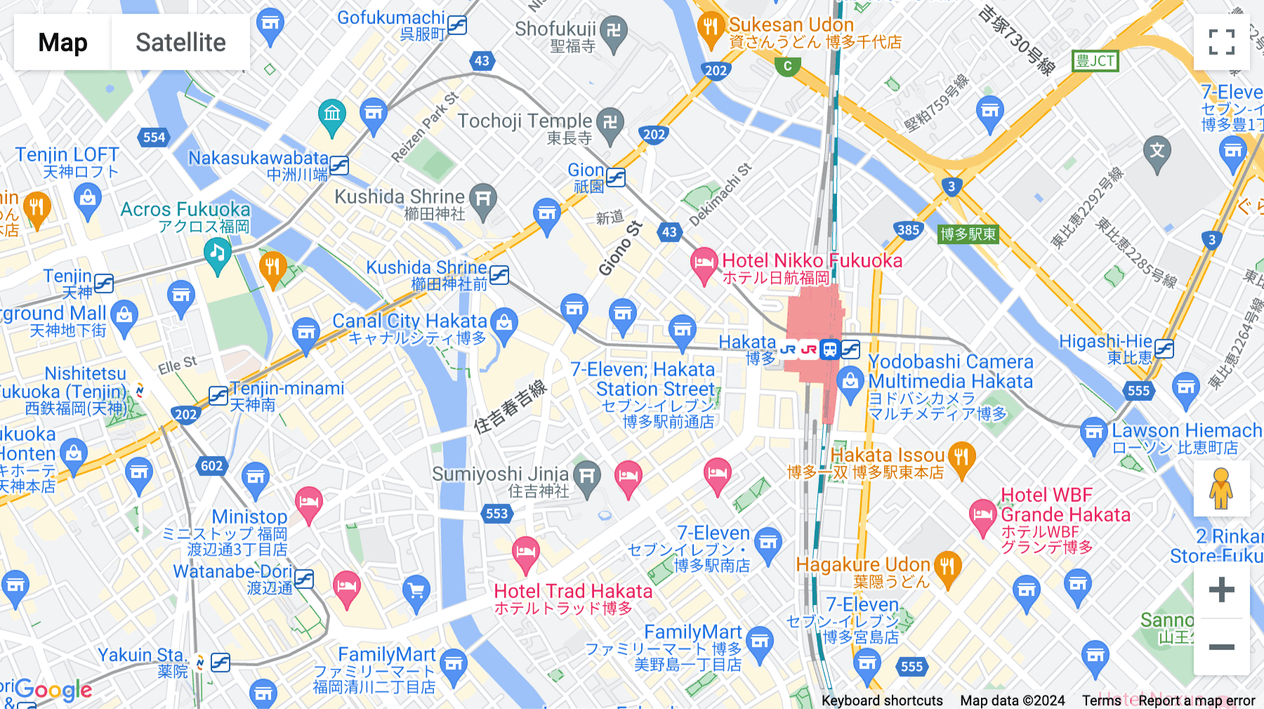 Click for interative map of 8F/9F Daini Okabe Building, 3-27-25 Hakataekimae, Hakata-ku, Fukuoka-shi (open office), Fukuoka