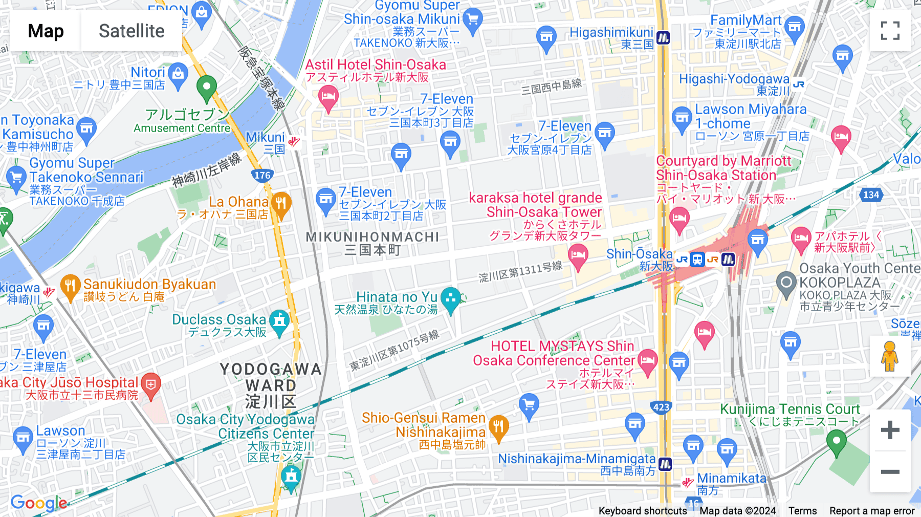 Click for interative map of 6F Shin Osaka Dai 3 Doi Building, 1-8-24 Nishimiyahara Yodogawa-ku, Osaka-shi, Shin-Osaka Kita (Open Office), Osaka