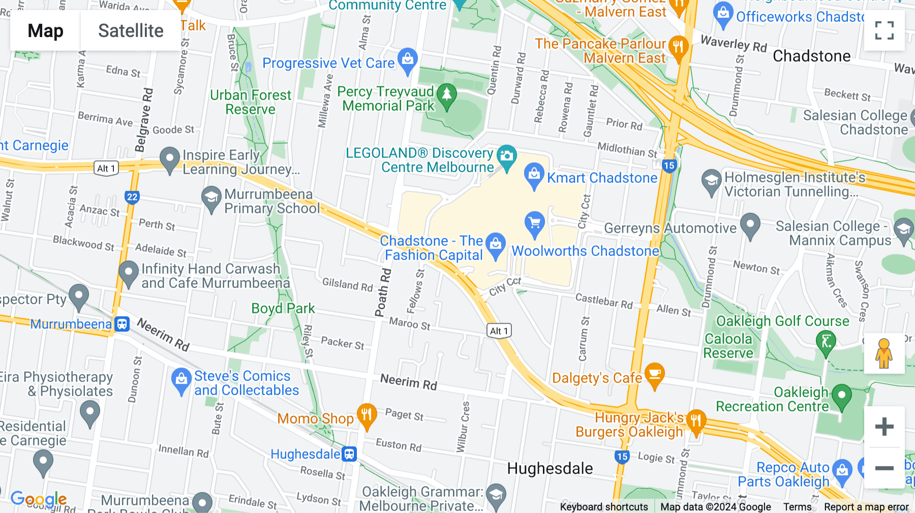 Click for interative map of 1341 Dandenong Road, Melbourne