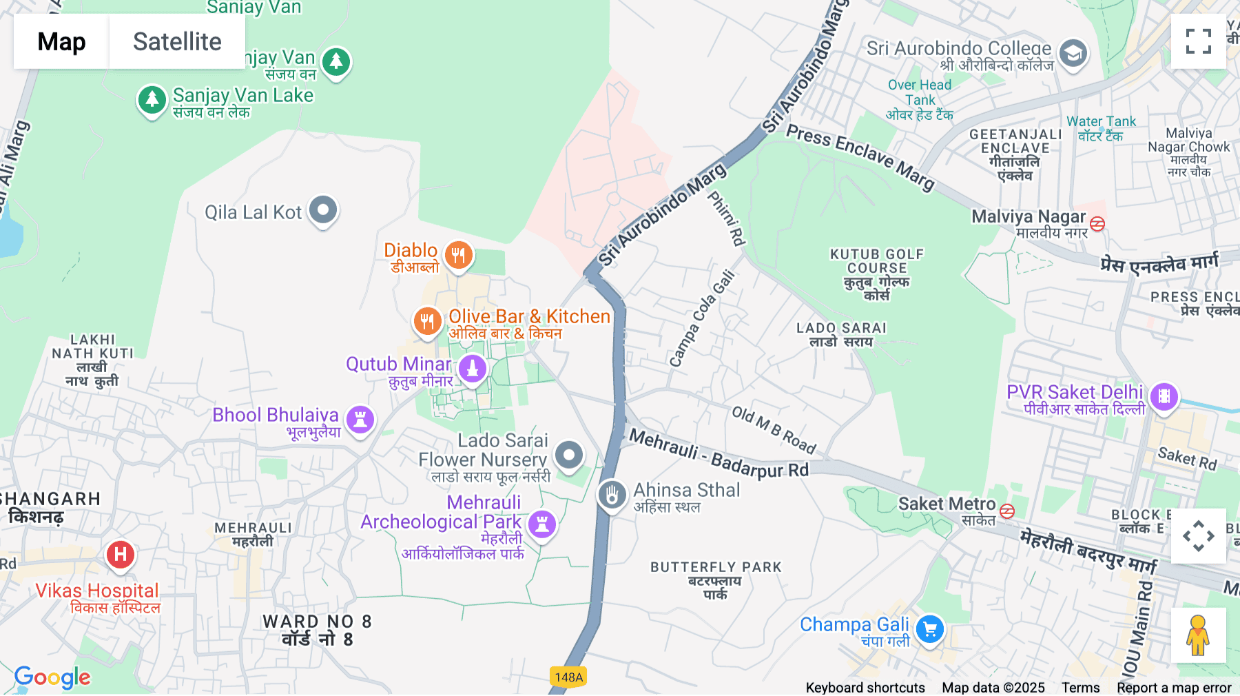 Click for interative map of Crescent Building, Lado Sarai Mehrauli, New Delhi