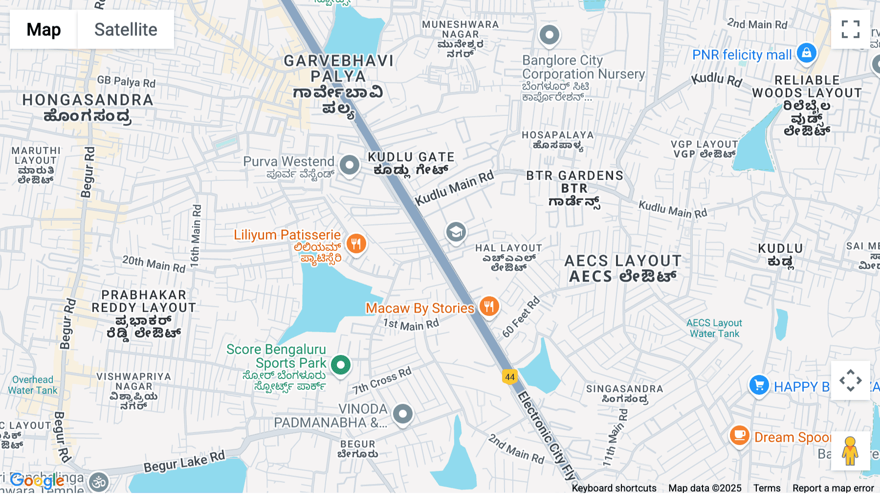 Click for interative map of Dayananda Sagar University Hosur Main Road, Kudlu Gate, Hongasandra Village, Begur Hobli, Bangalore