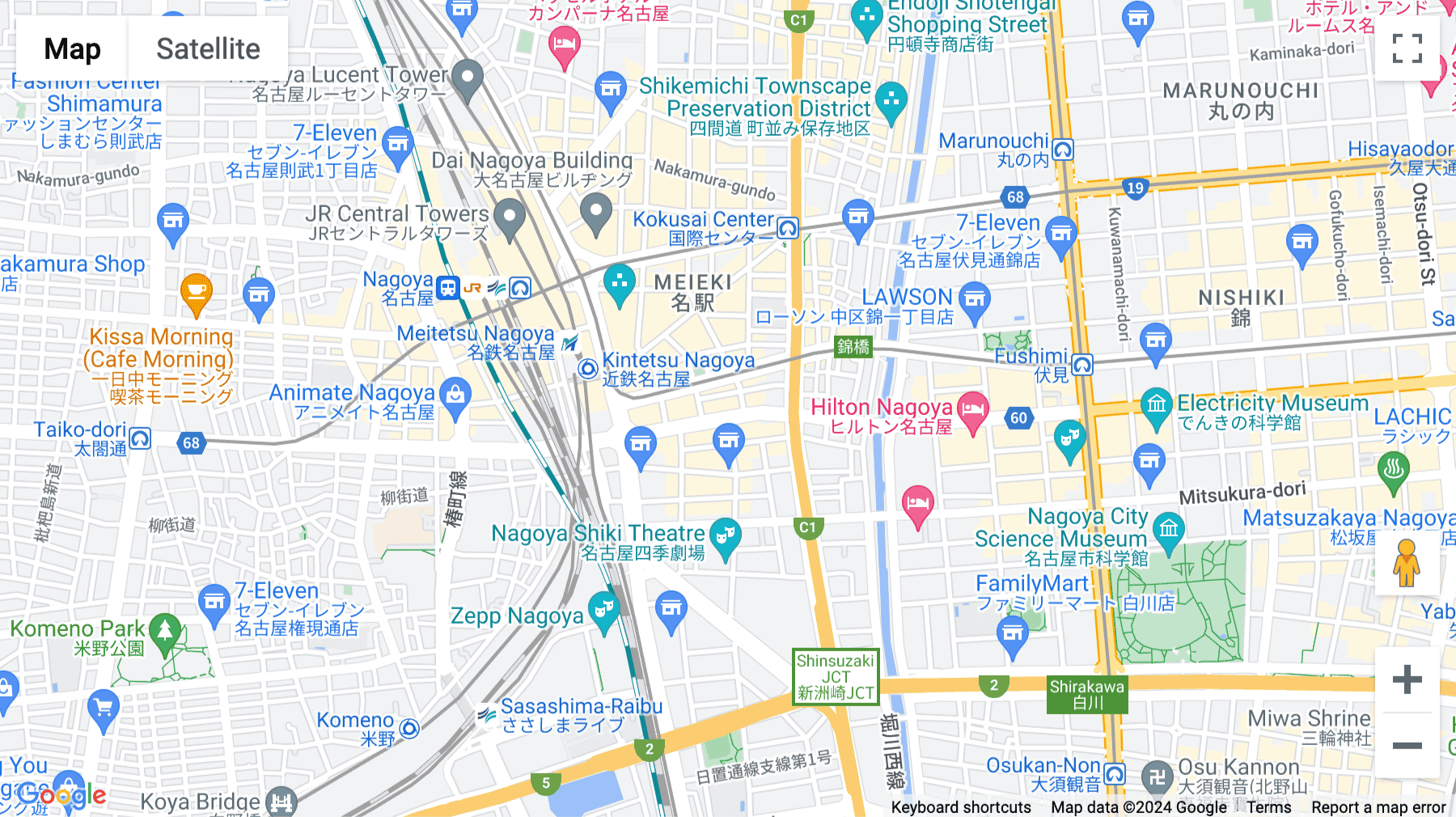 Click for interative map of Hirokoji Garden Avenue 3F and 4F, 4-24-16 Meieki, Nakamura-ku, Nagoya City