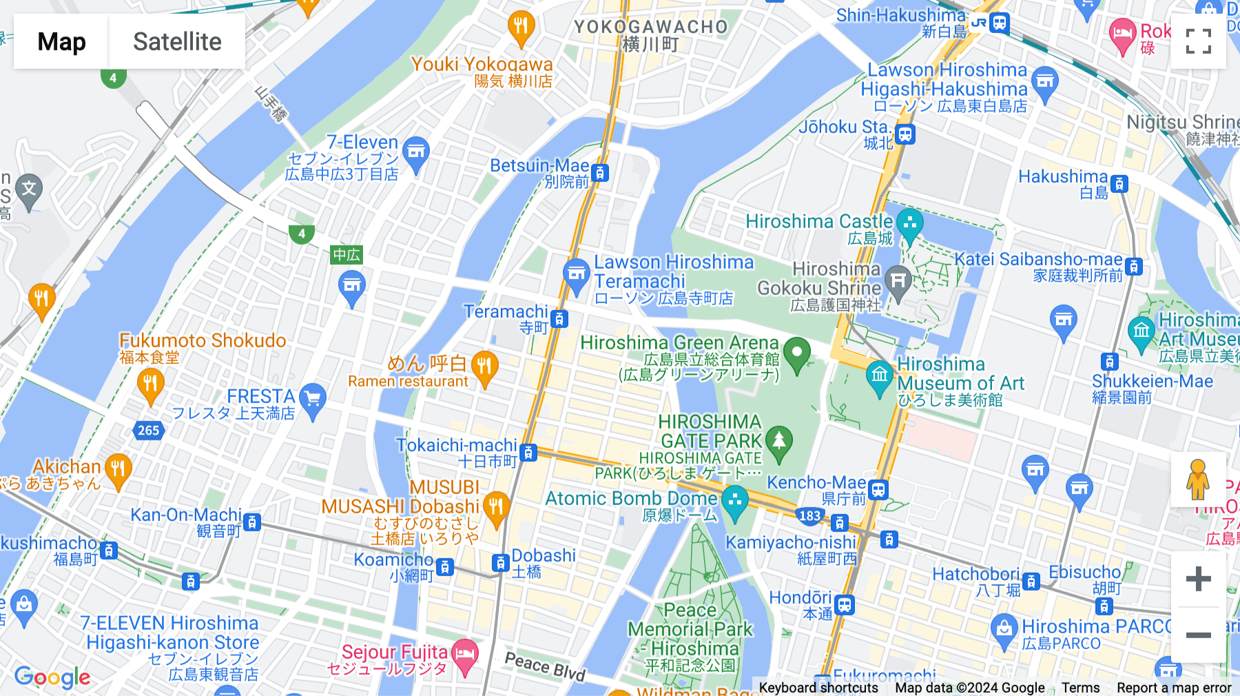 Click for interative map of 16F Hiroshima High Building, 3-1 Kanayama-cho, Naka-ku, Hiroshima, Japan, Hiroshima