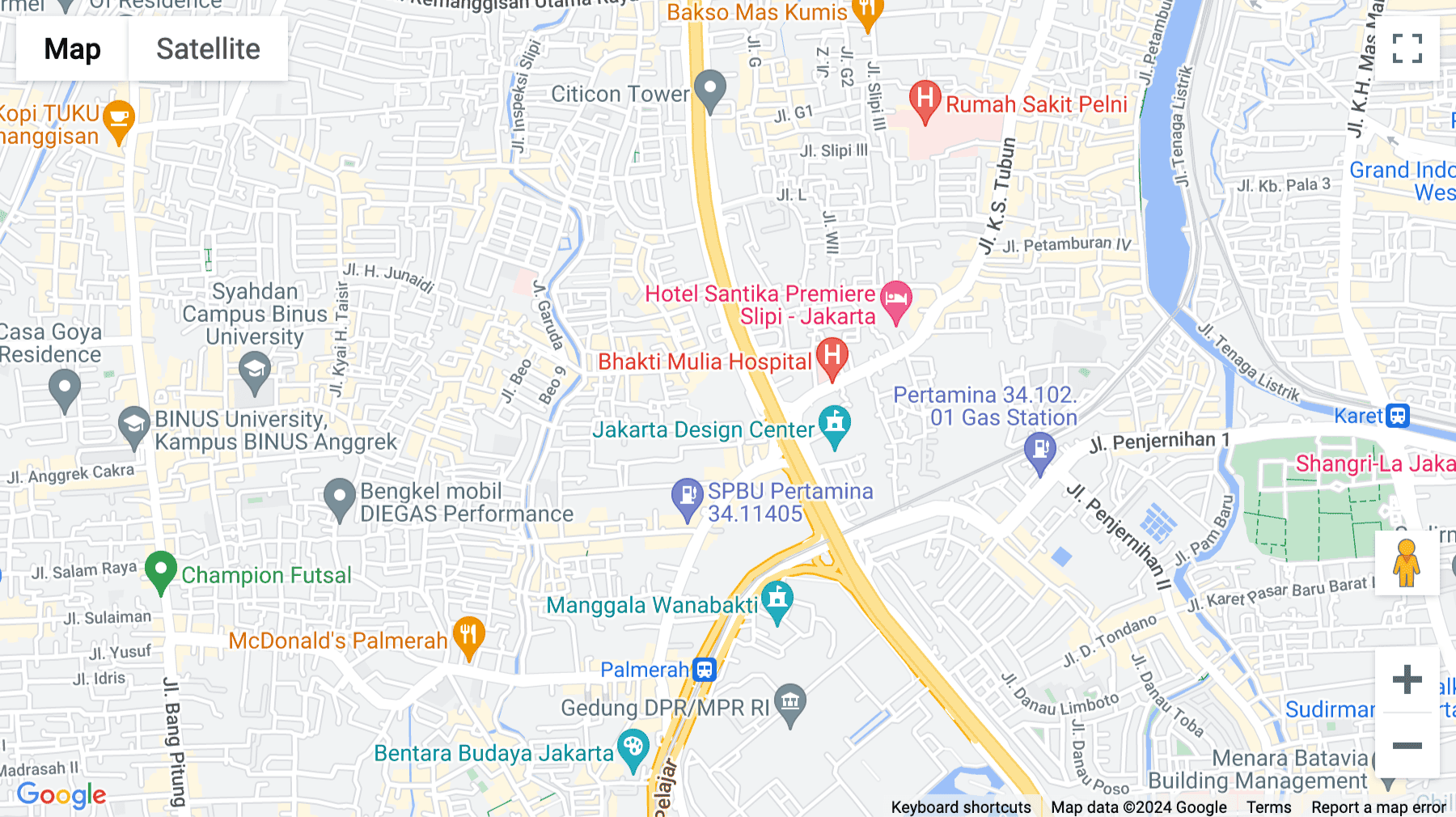 Click for interative map of GRAND SLIPI TOWER, Level 42G-42H, Jl. S Parman Kav 22-24, Slipi Jakarta Barat, Jakarta