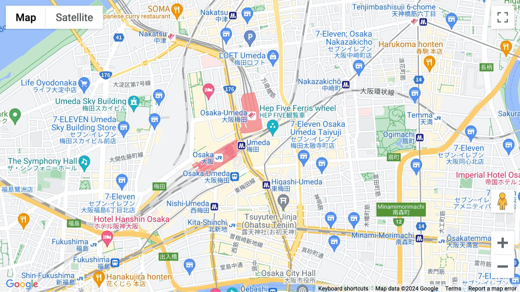 Click for interative map of Level 20, Hankyu Grand Buidling, 8-47 Kakuda-cho, Kita-ku Osaka-shi, Japan, Osaka, Osaka