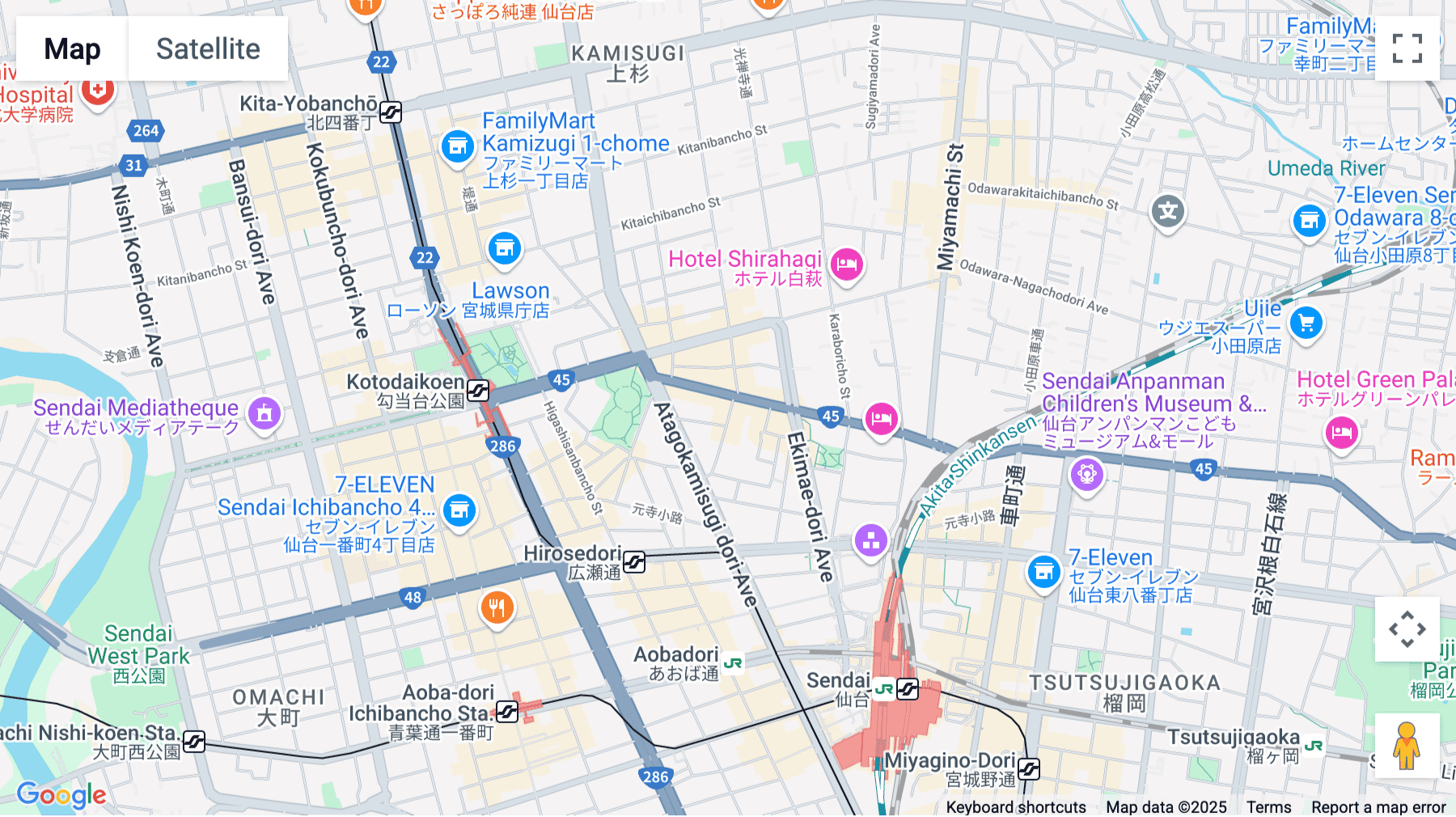 Click for interative map of 2-1-61 Kakyoin, Aoba-ku, 1F/2F Takanoboru 5 Building, Sendai
