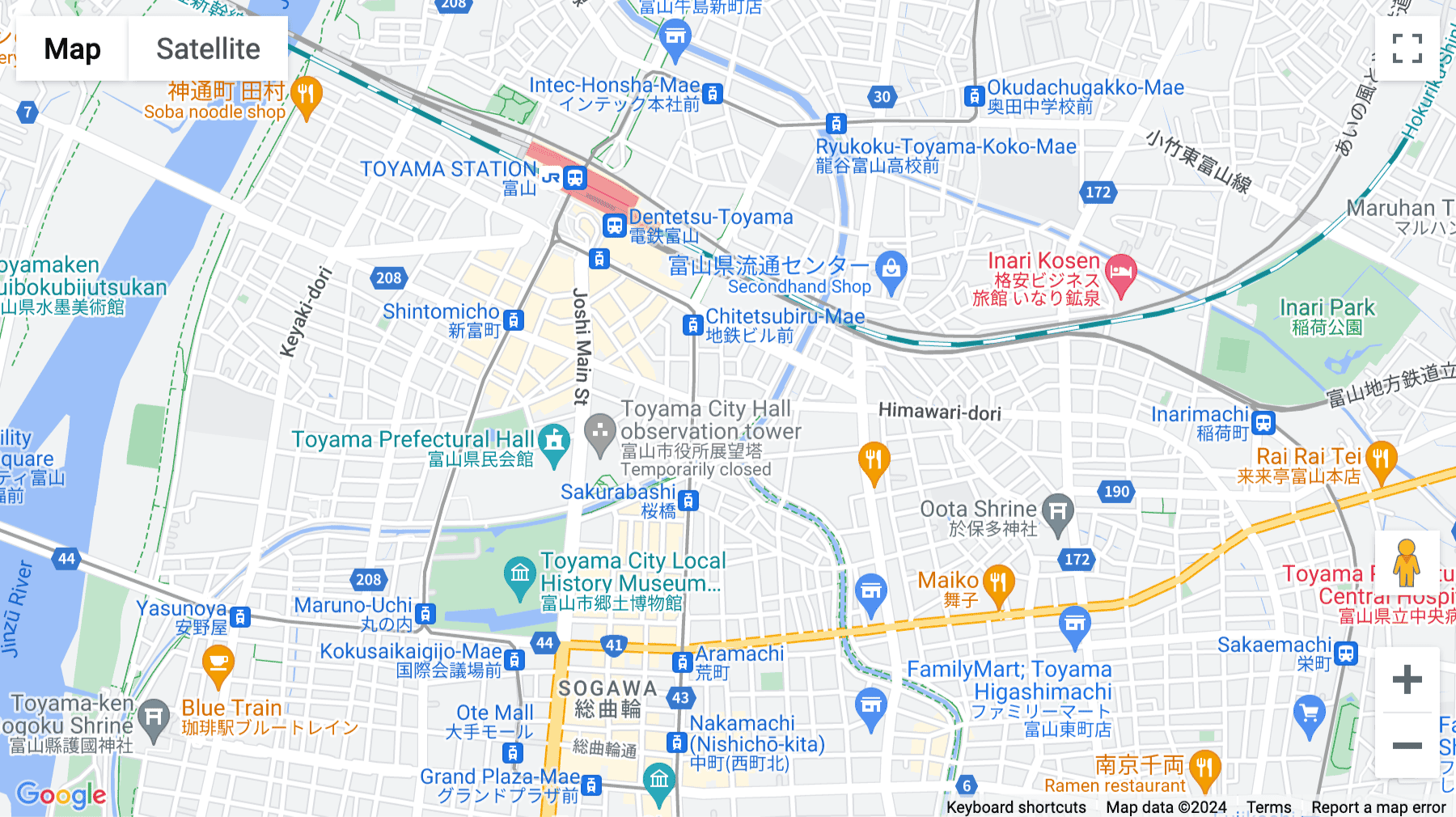 Click for interative map of 2F Denki Building Honkan, 3-1 Sakurabashi Dori, Toyama