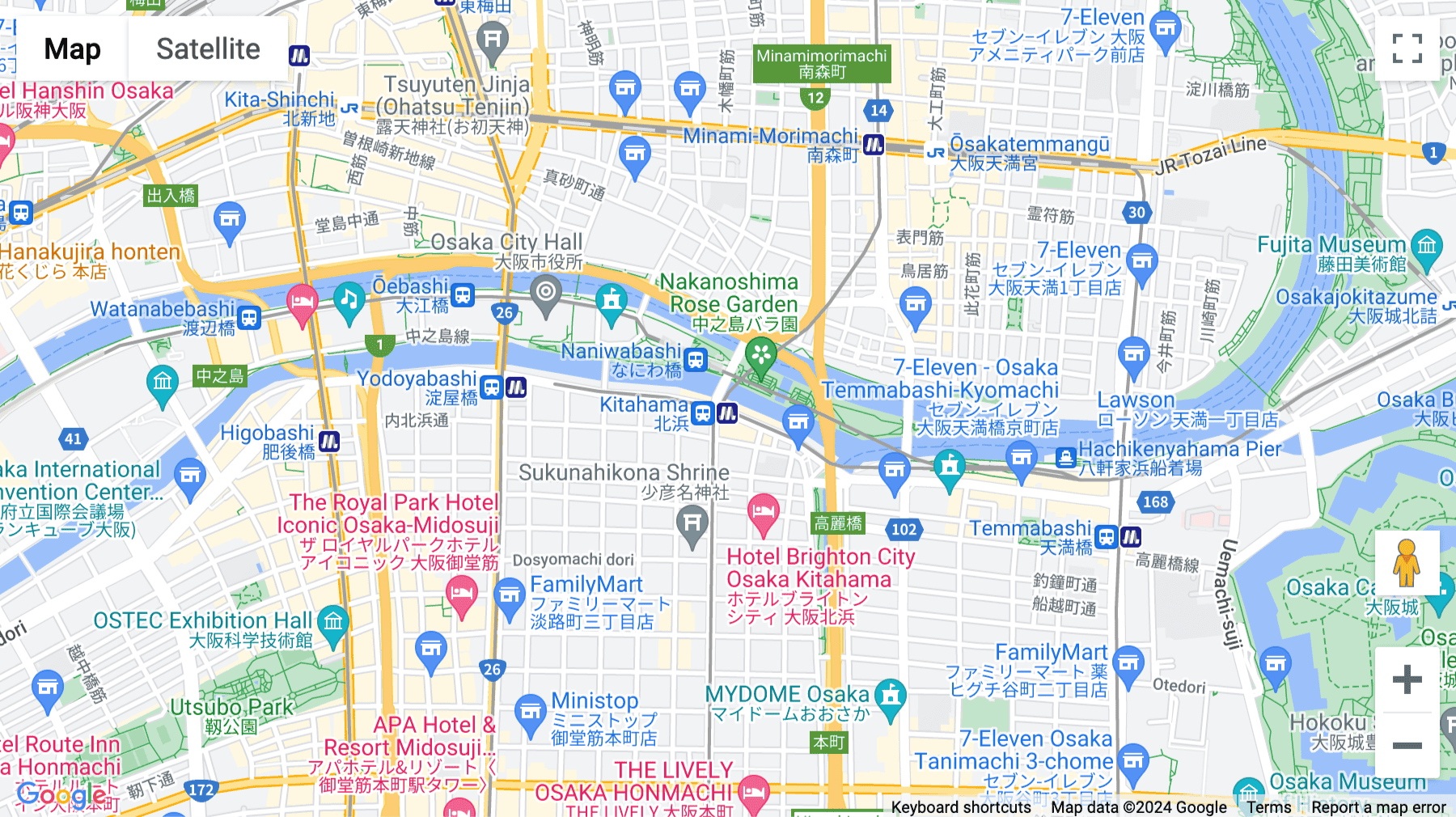 Click for interative map of 1-1-27 Kitahama, Chuo-ku, Osaka-shi, Osaka