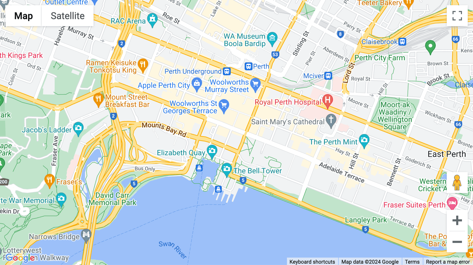 Click for interative map of 45 St Georges Terrace, Perth