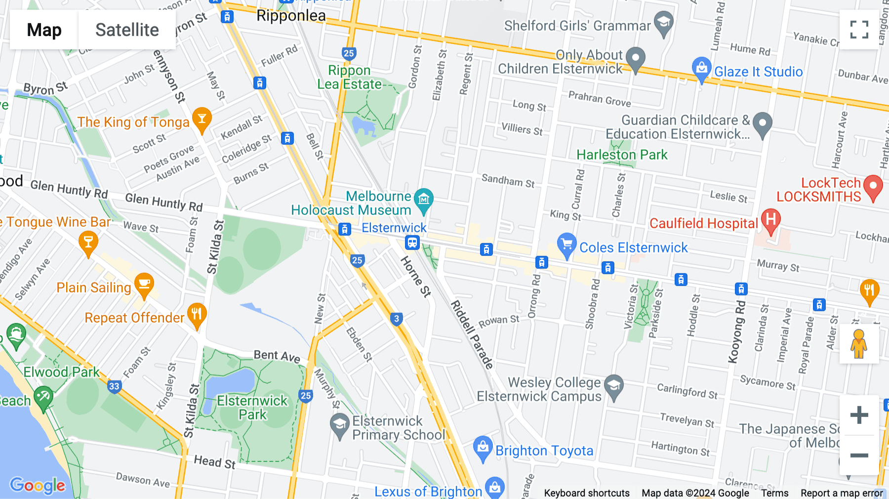 Click for interative map of 6 Riddell Pde, Elsternwick, Melbourne