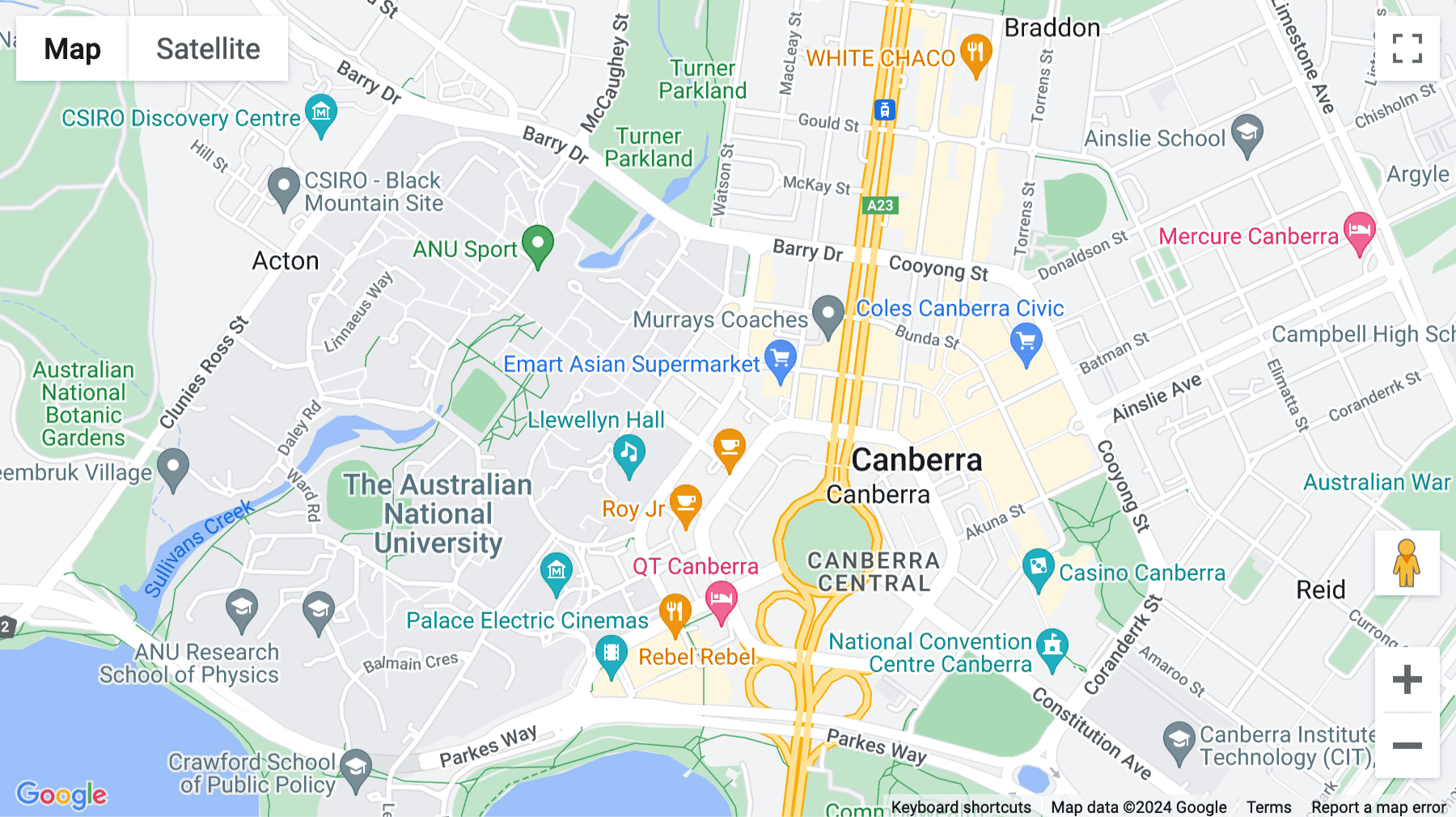 Click for interative map of 10 Hobart Place Suite 1 Level 6, Canberra