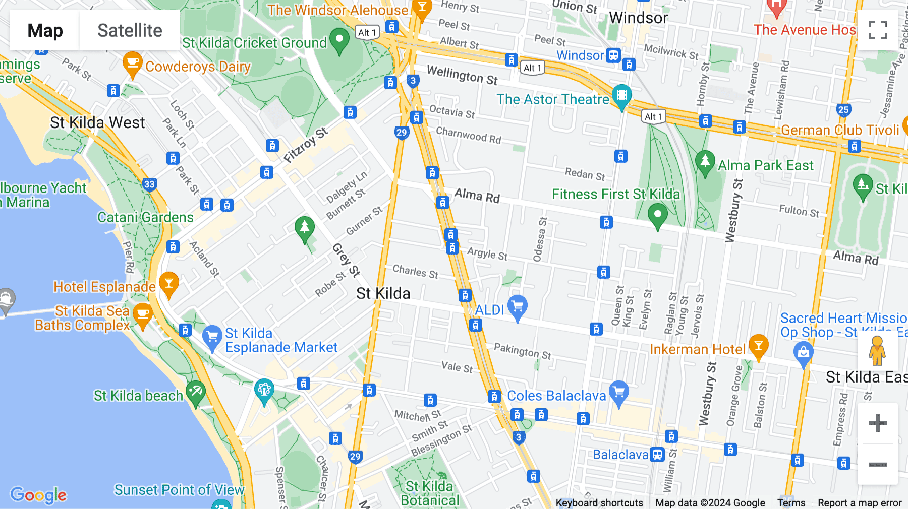 Click for interative map of 245 St Kilda Road, St Kilda, Melbourne