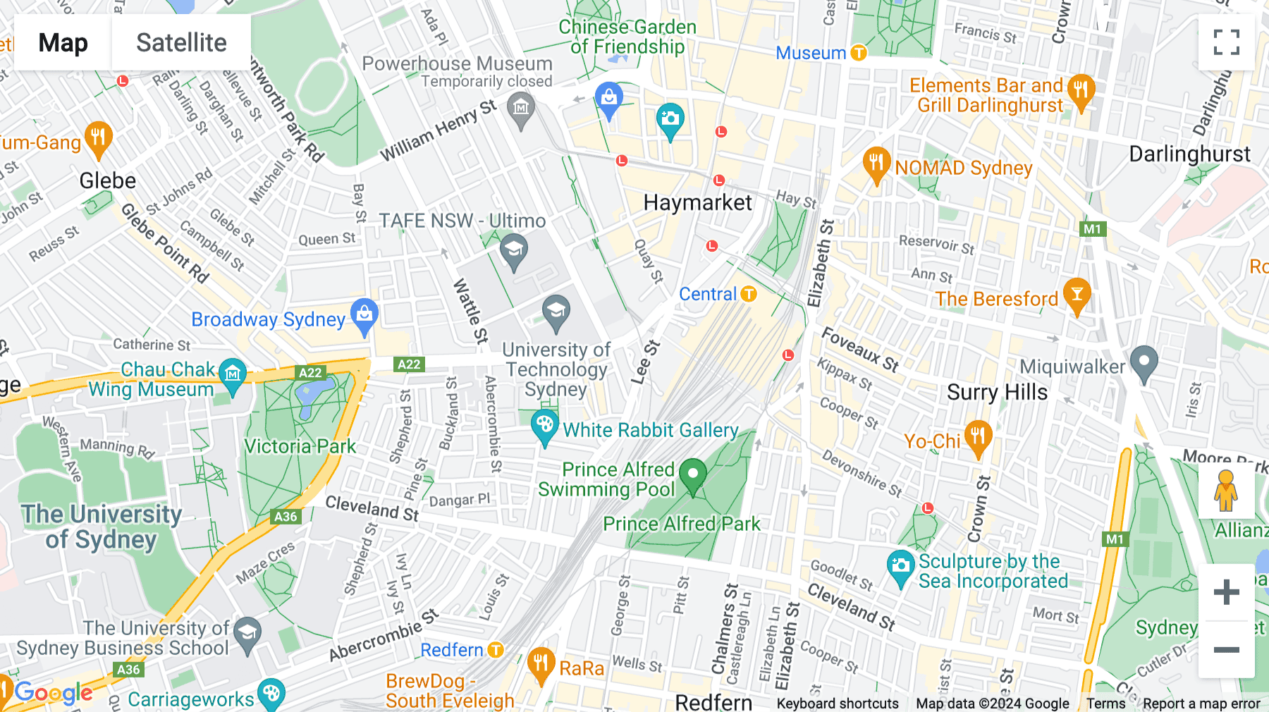 Click for interative map of Level 1-6, 822 George Street, Chippendale, Sydney