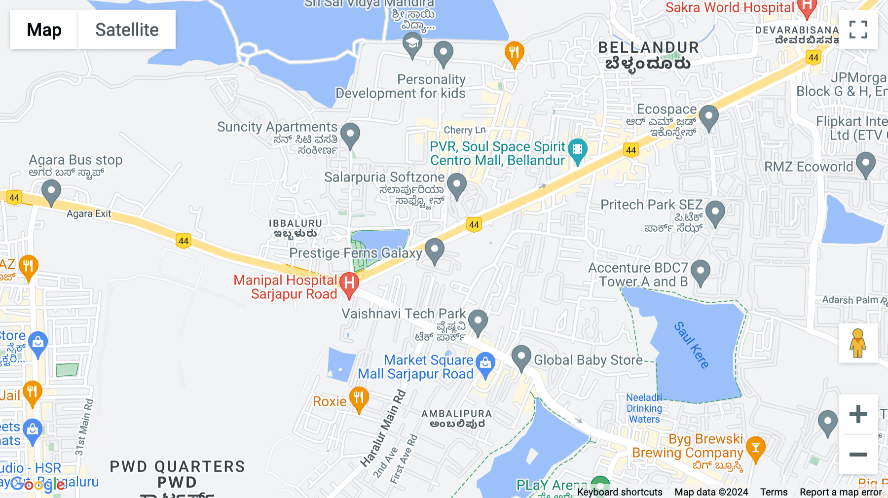Click for interative map of IndiQube Edge, Next to Prestige Ferns Galaxy, Bellandur, Bangalore