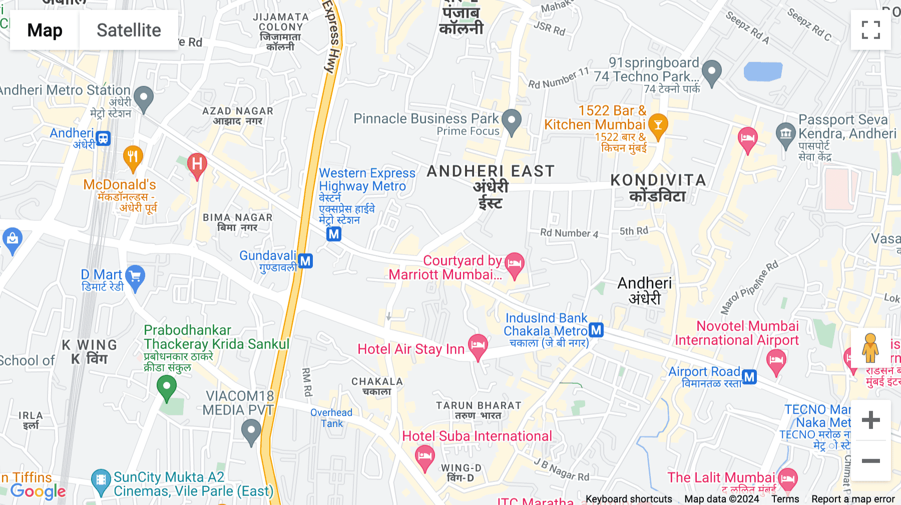 Click for interative map of Chakala, Andheri, Kurla Road, Hanuman Nagar, Andheri East, Mumbai