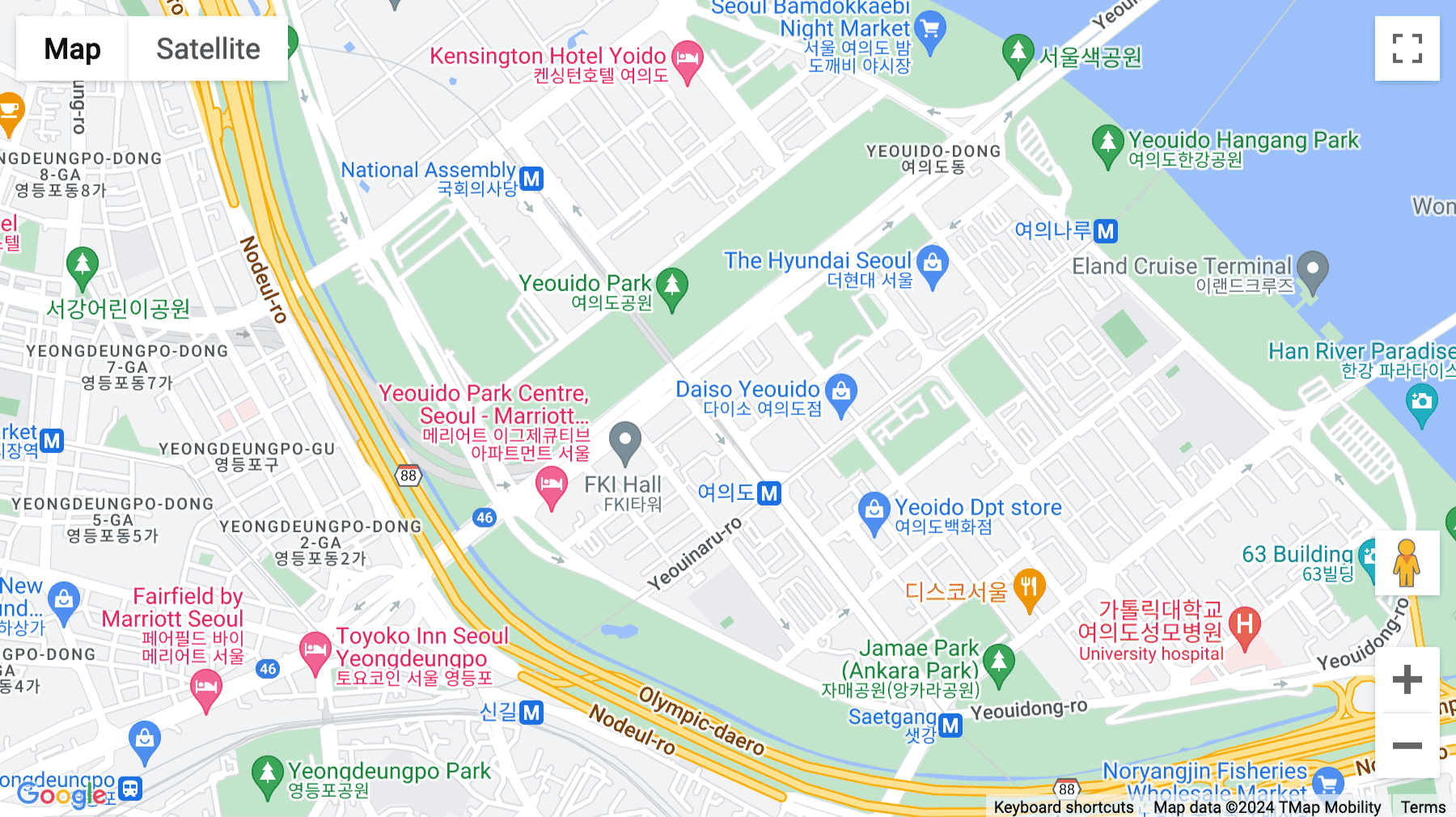 Click for interative map of Yeouido Station, 83 Uisadaing-daero, Seoul