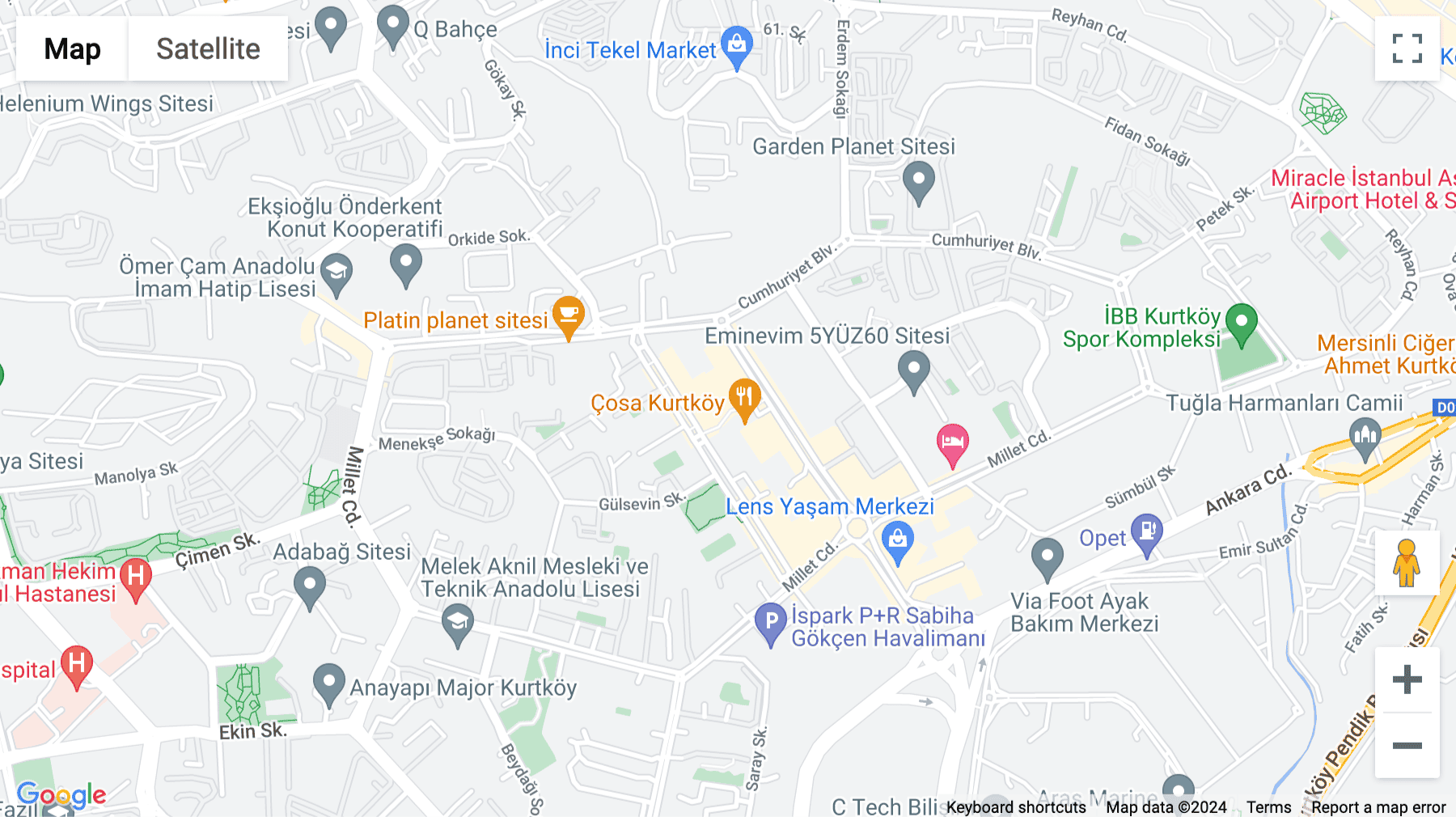 Click for interative map of Esas Kurtköy Aeropark, 5th floor, Yenisehir neighbourhood, Osmanli Boulevard, No: 11/A 28, Pendik, 34912 Istanbul, Istanbul