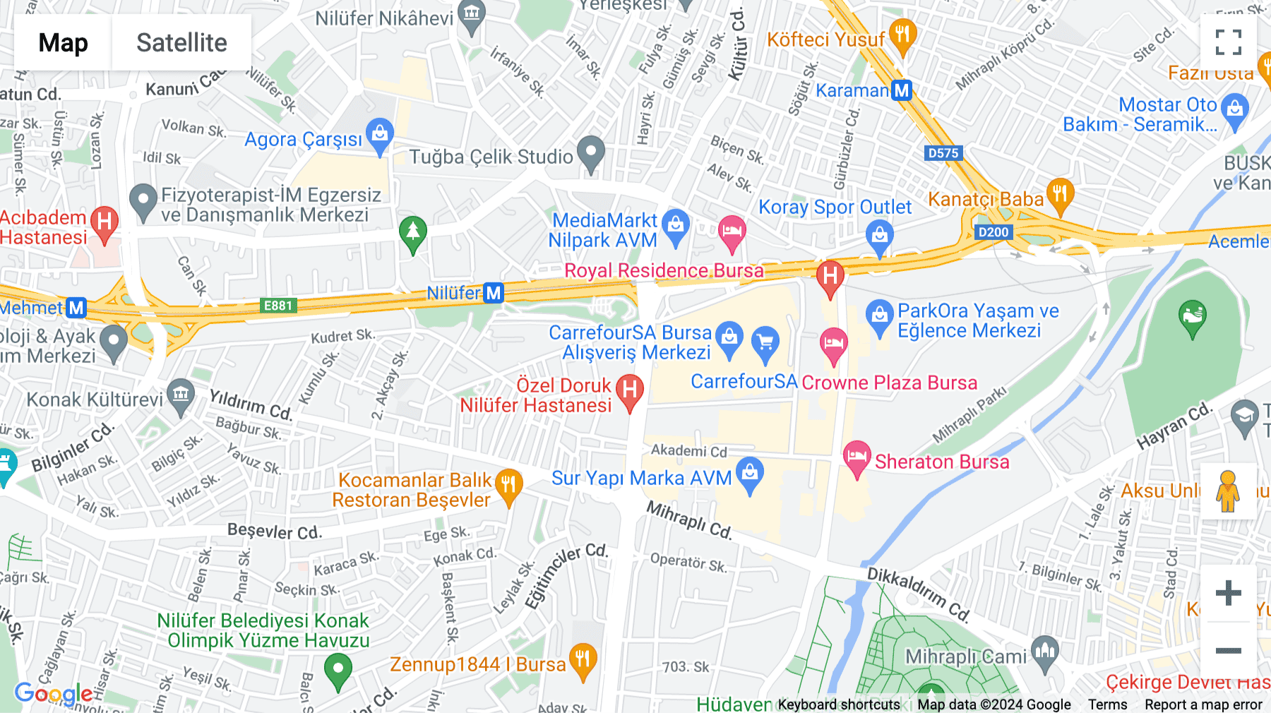 Click for interative map of Konak Mahallesi, Lefkoşe Cd, Bursa, Bursa