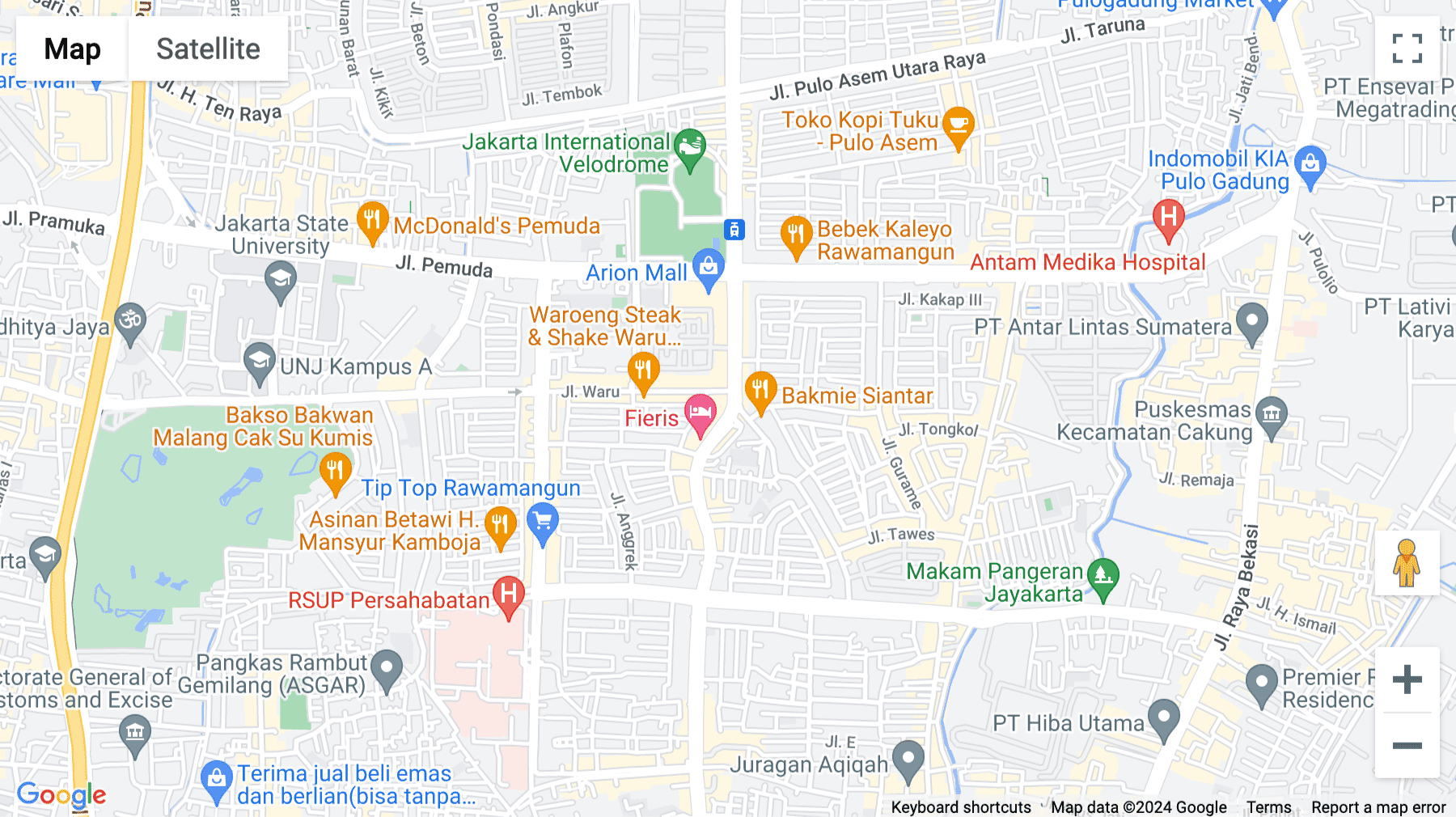 Click for interative map of Jl. Perserikatan A No. 01, Rawamangun, Jakarta Timur, (depan terminal Rawamangun), Jakarta