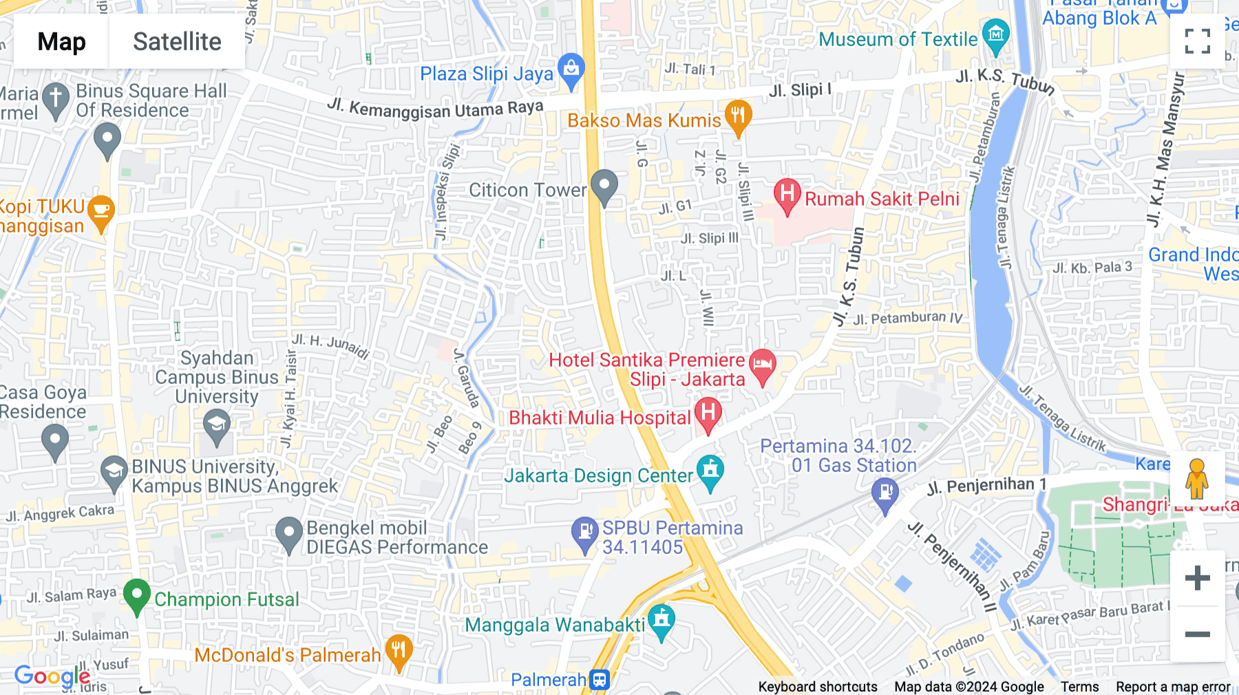 Click for interative map of Wisma Barito Pacific Level Ground, Jl. Letjen S Parman Kav 62-63, Slipi Jakarta Barat, Jakarta