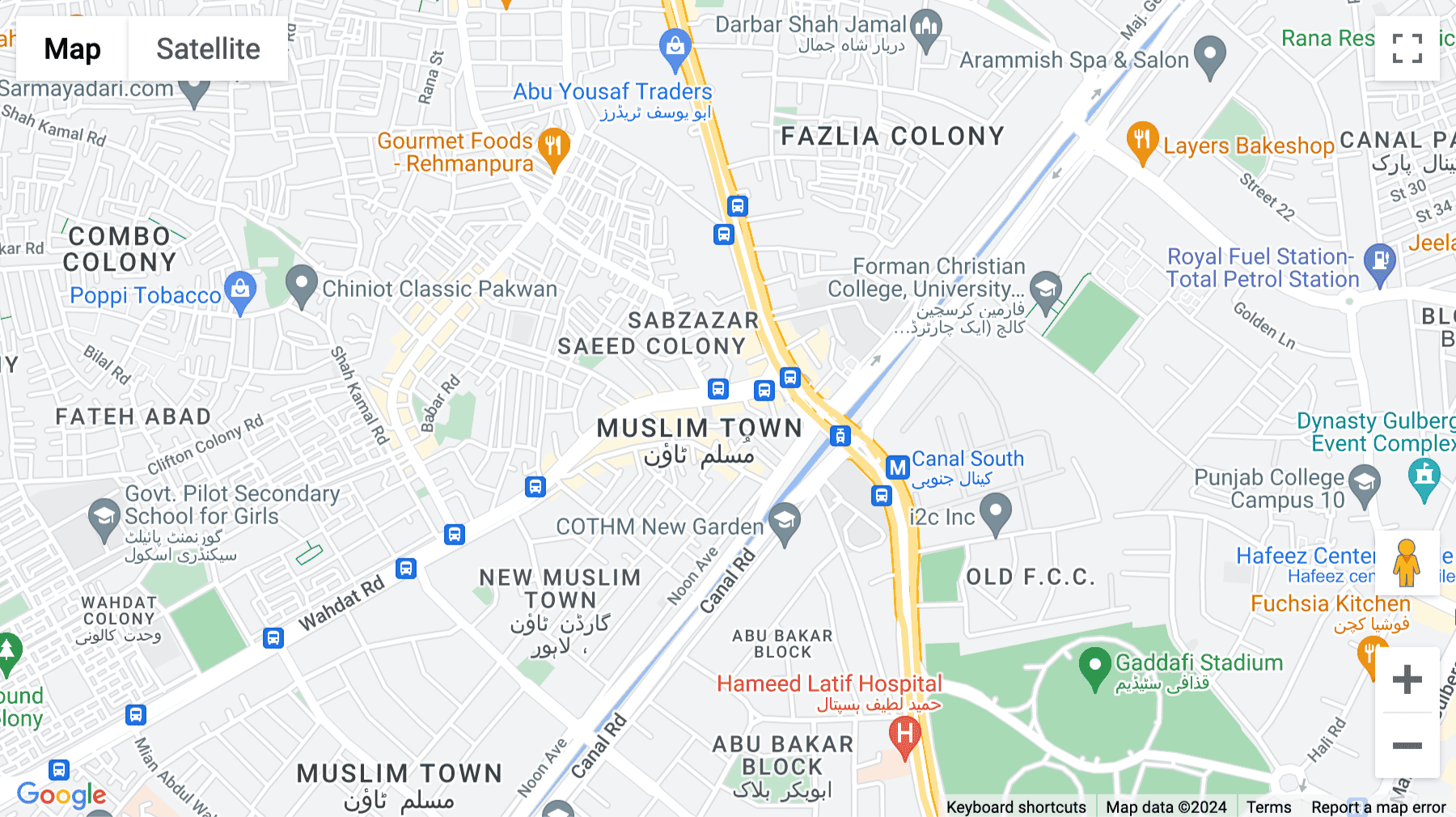Click for interative map of 10 Wahdat Road, Muslim Town, Lahore