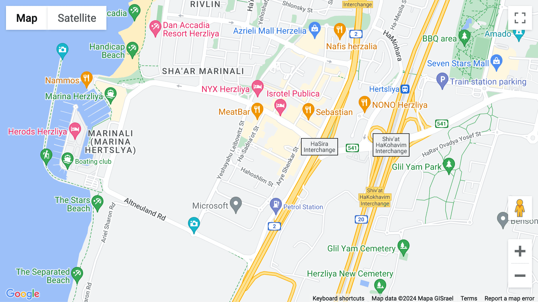 Click for interative map of Hamanofim 10, Herzliya