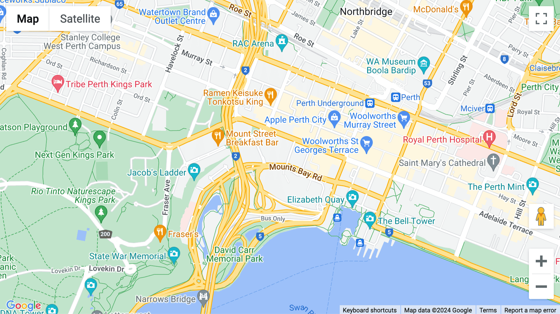 Click for interative map of 197 St Georges Terrace,, Perth
