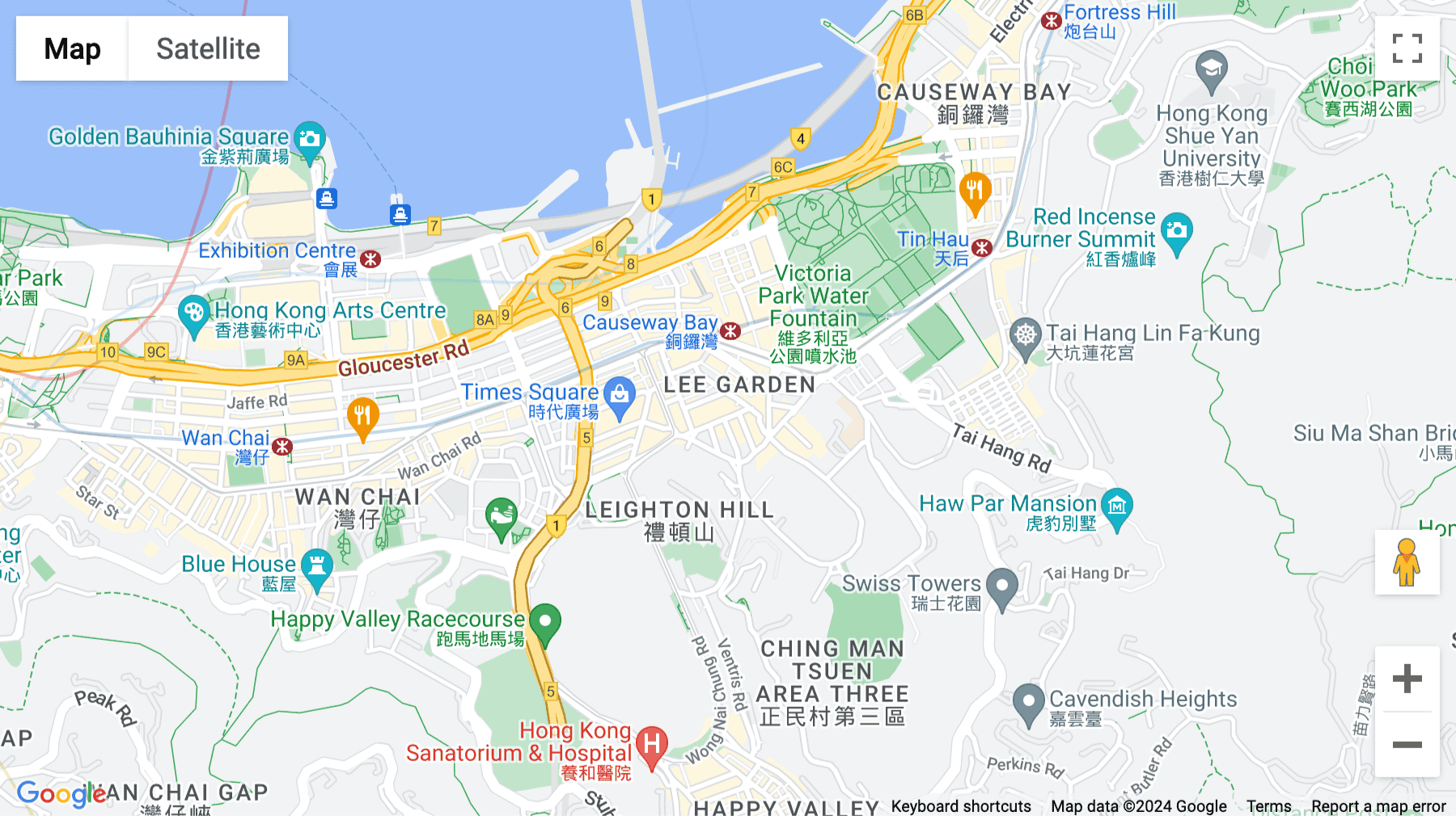 Click for interative map of Lee Garden One, 46/F, 33 Hysan Avenue, Hong Kong