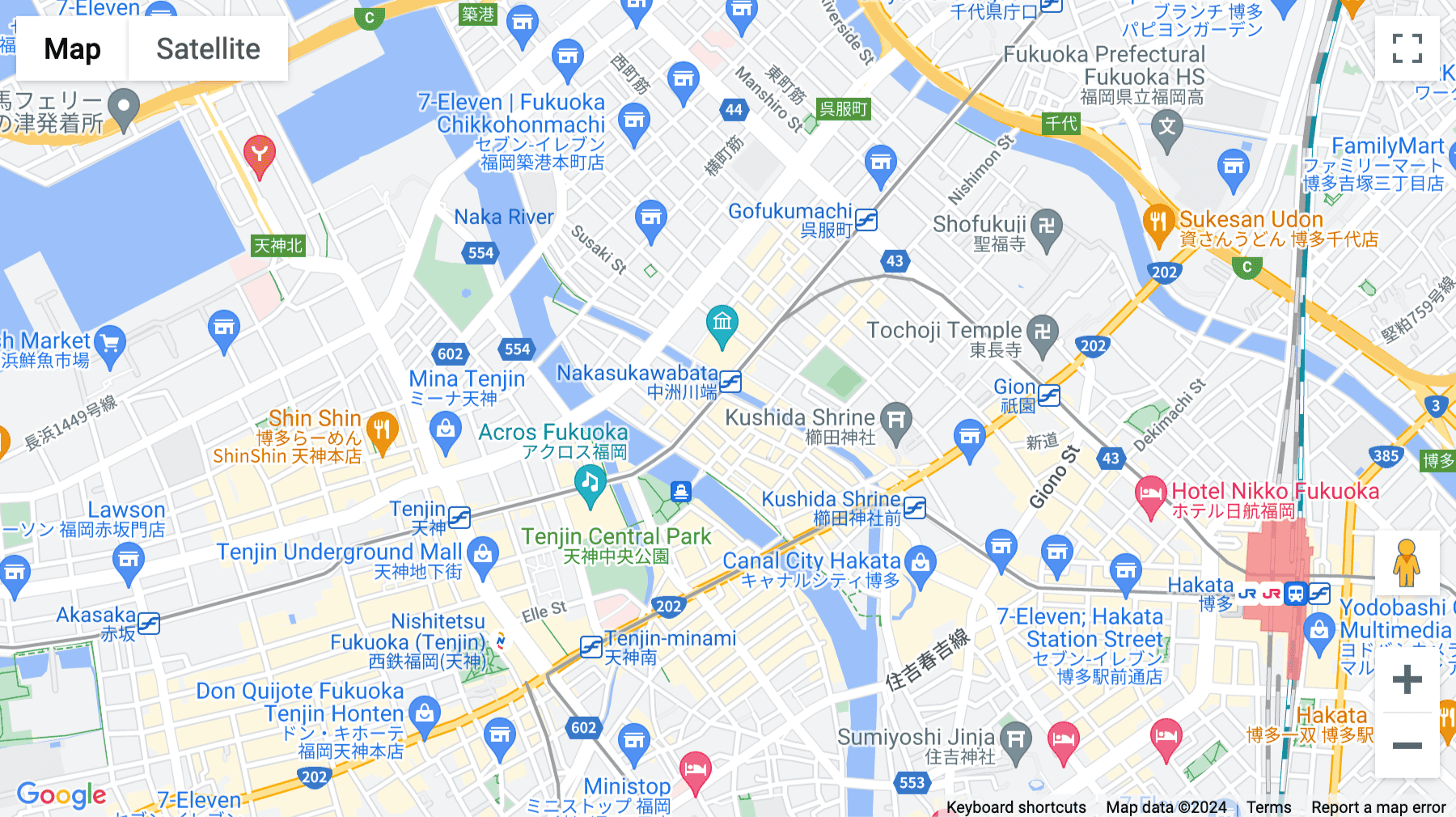 Click for interative map of 3 Chome- Gates Fukuoka, 7-24 Nakasu, Fukuoka, Fukuoka