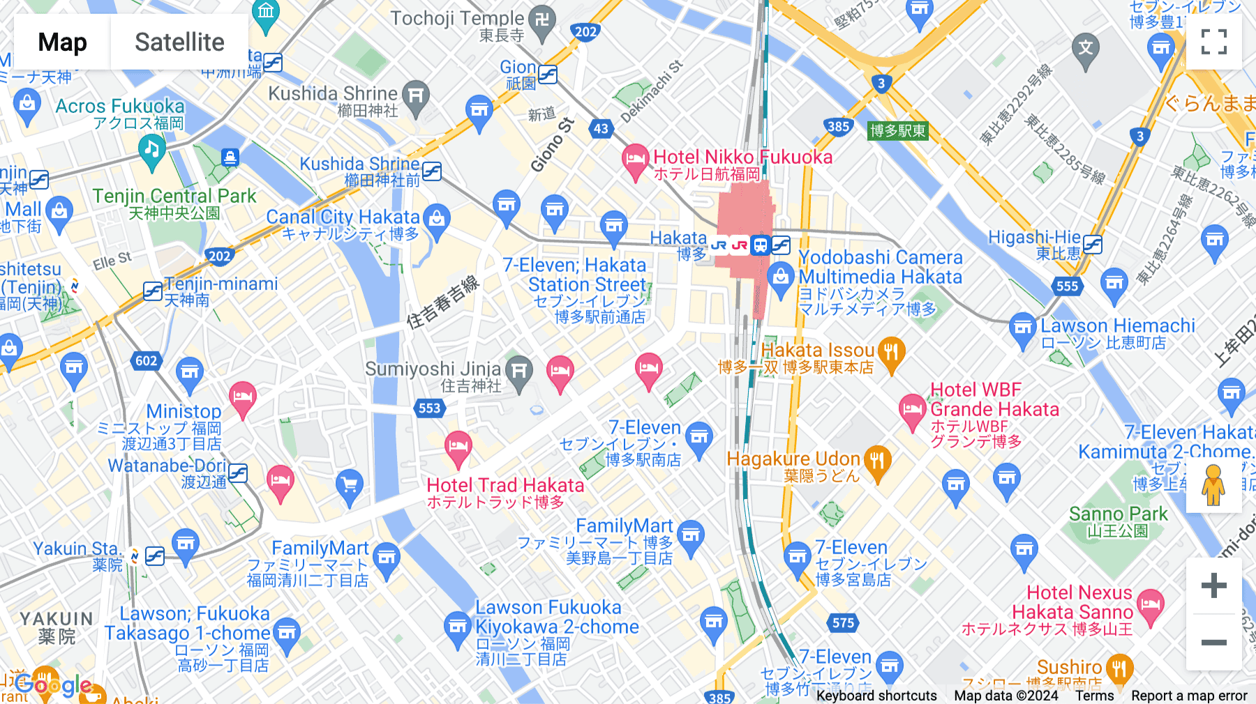 Click for interative map of ACROSS・CUBE Hakataekimae, 3-4-25 Hakataekimae, Hakata-ku, Fukuoka-shi, Fukuoka