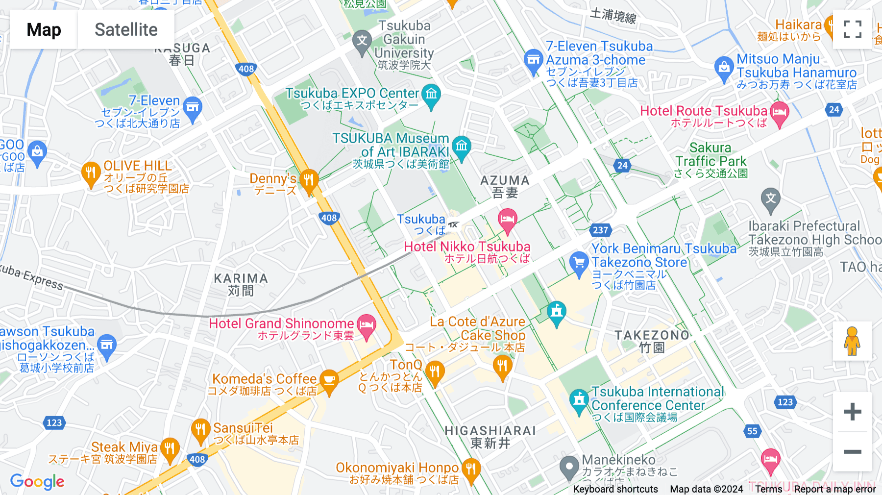 Click for interative map of Daiwa Roynet Hotel Tsukuba Building 2F, 1-5-7, Azuma, Tsukuba-Shi, Himeji City