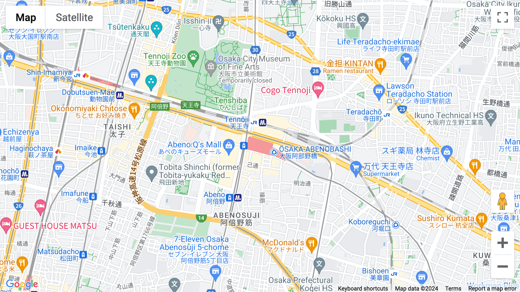 Click for interative map of Abeno Haruks 31F, 1-1-43, Abenosuji, Abeno-Ku, Osaka-Shi, Osaka