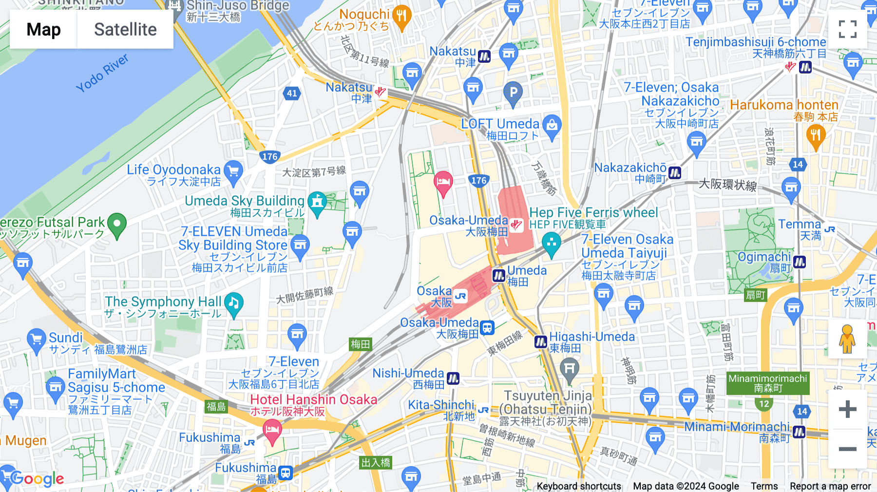 Click for interative map of Links Umeda, 1-1 Ofukacho, Osaka