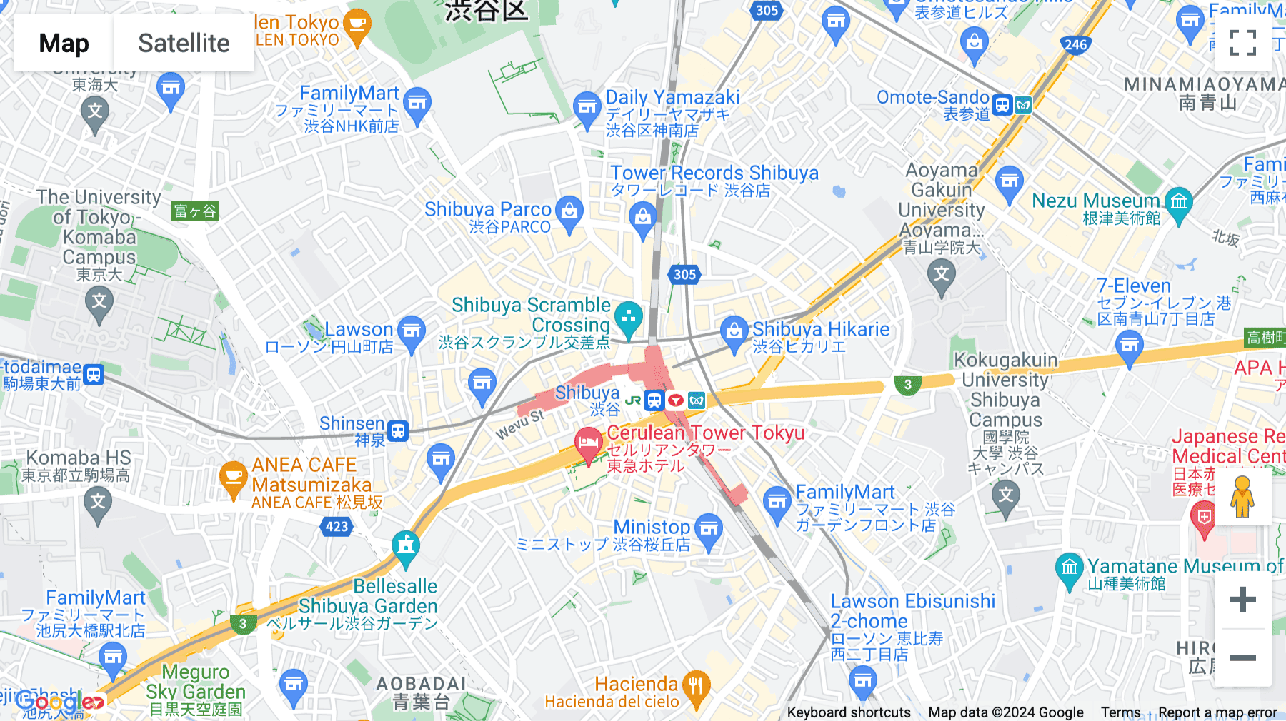 Click for interative map of Shibuya Scramble Square 2-24-1, Shibuya, Tokyo, Tokyo