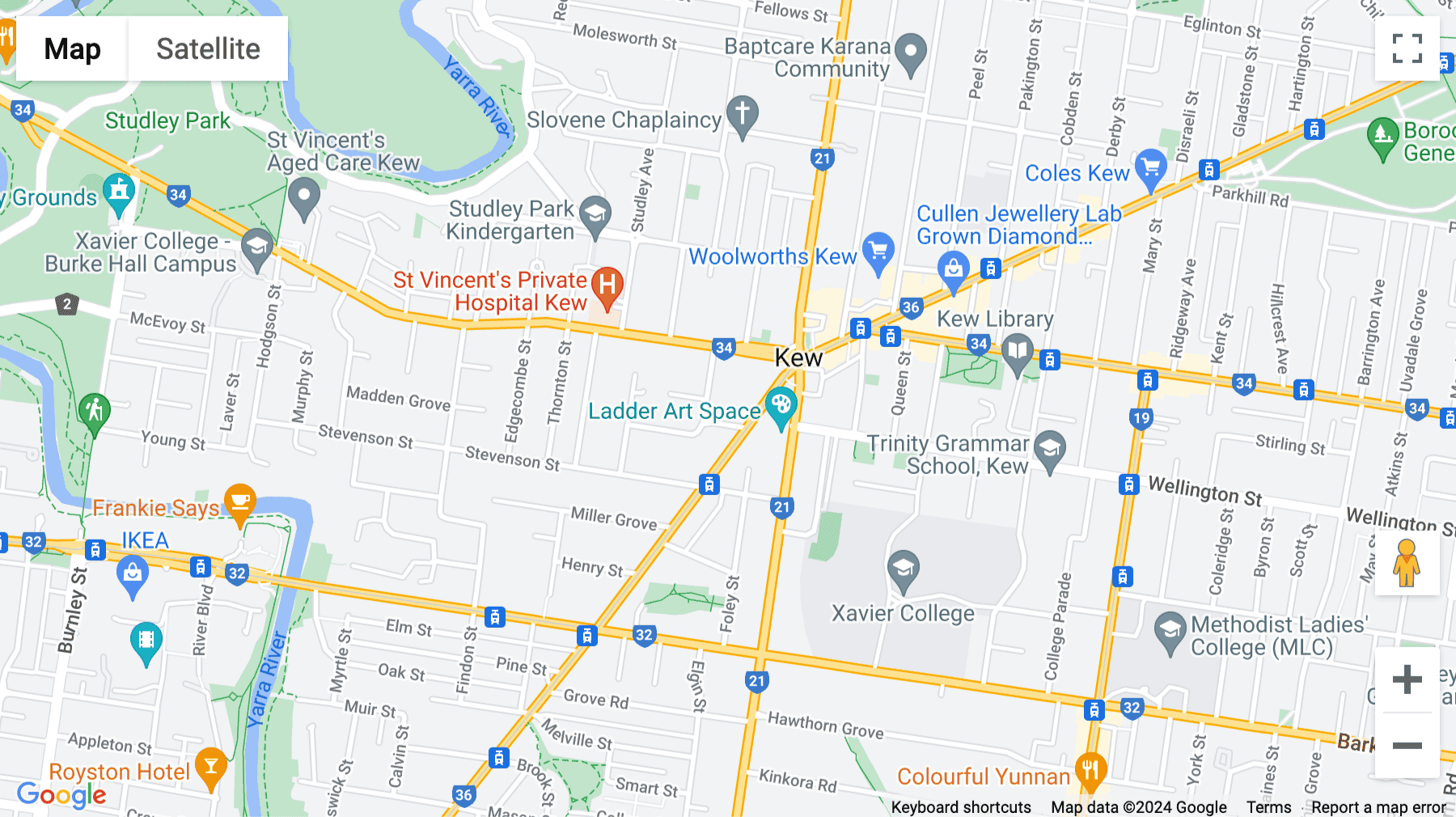 Click for interative map of 83 High Street, Kew, Melbourne